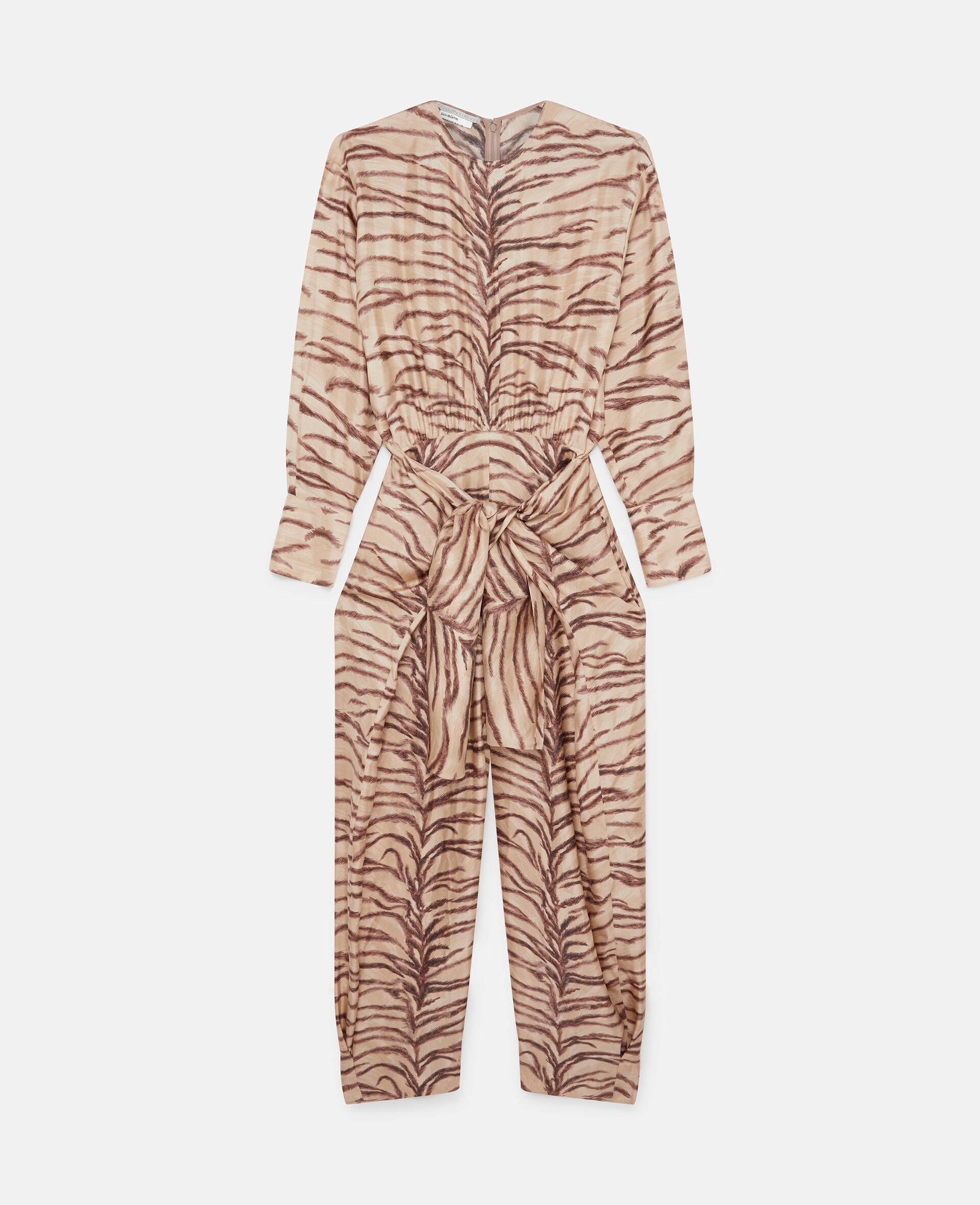 Tiger Print Tie-Front Jumpsuit-Brown-large image number 0