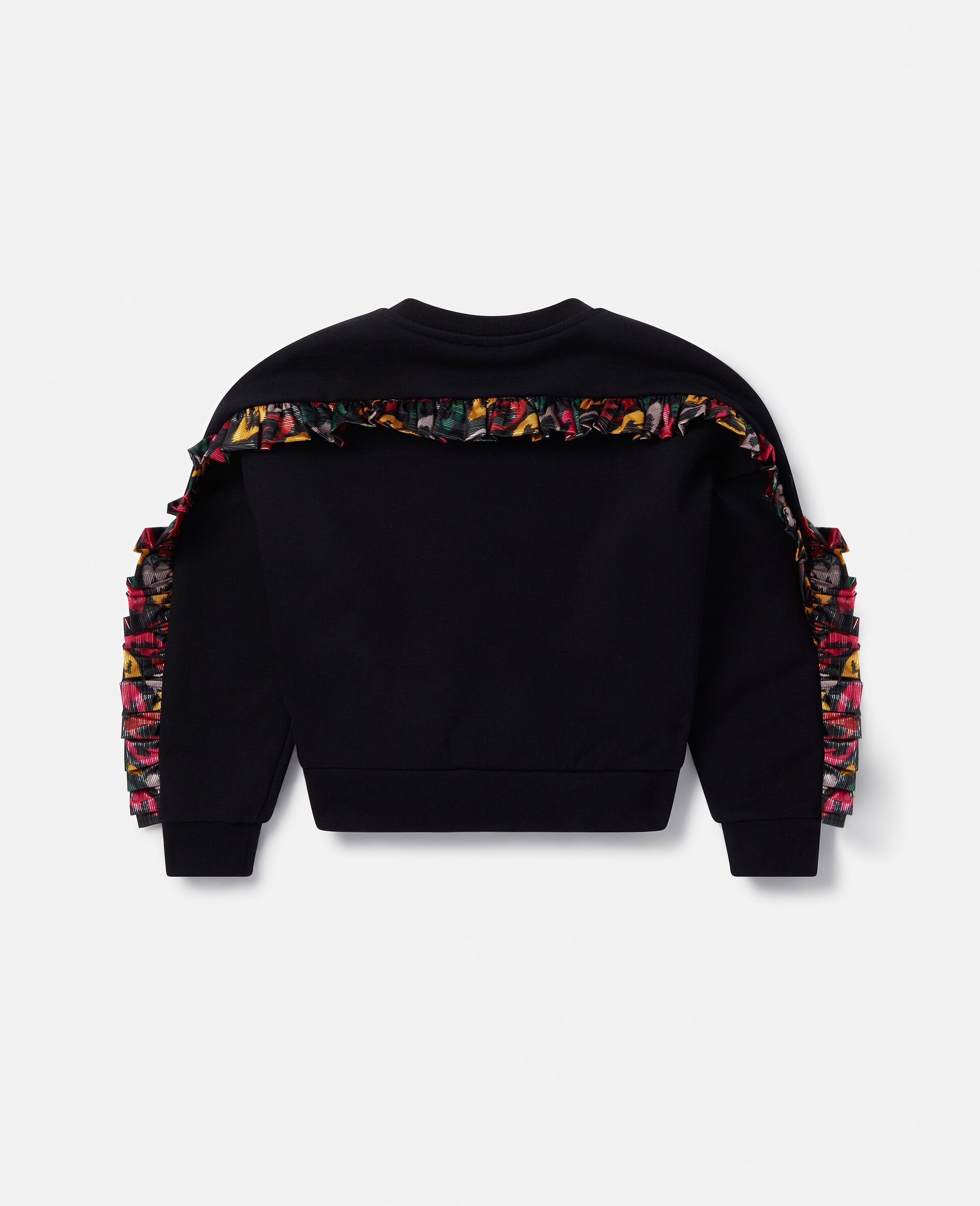 Smudged Heart Print Fringed Sweatshirt-Black-large image number 2