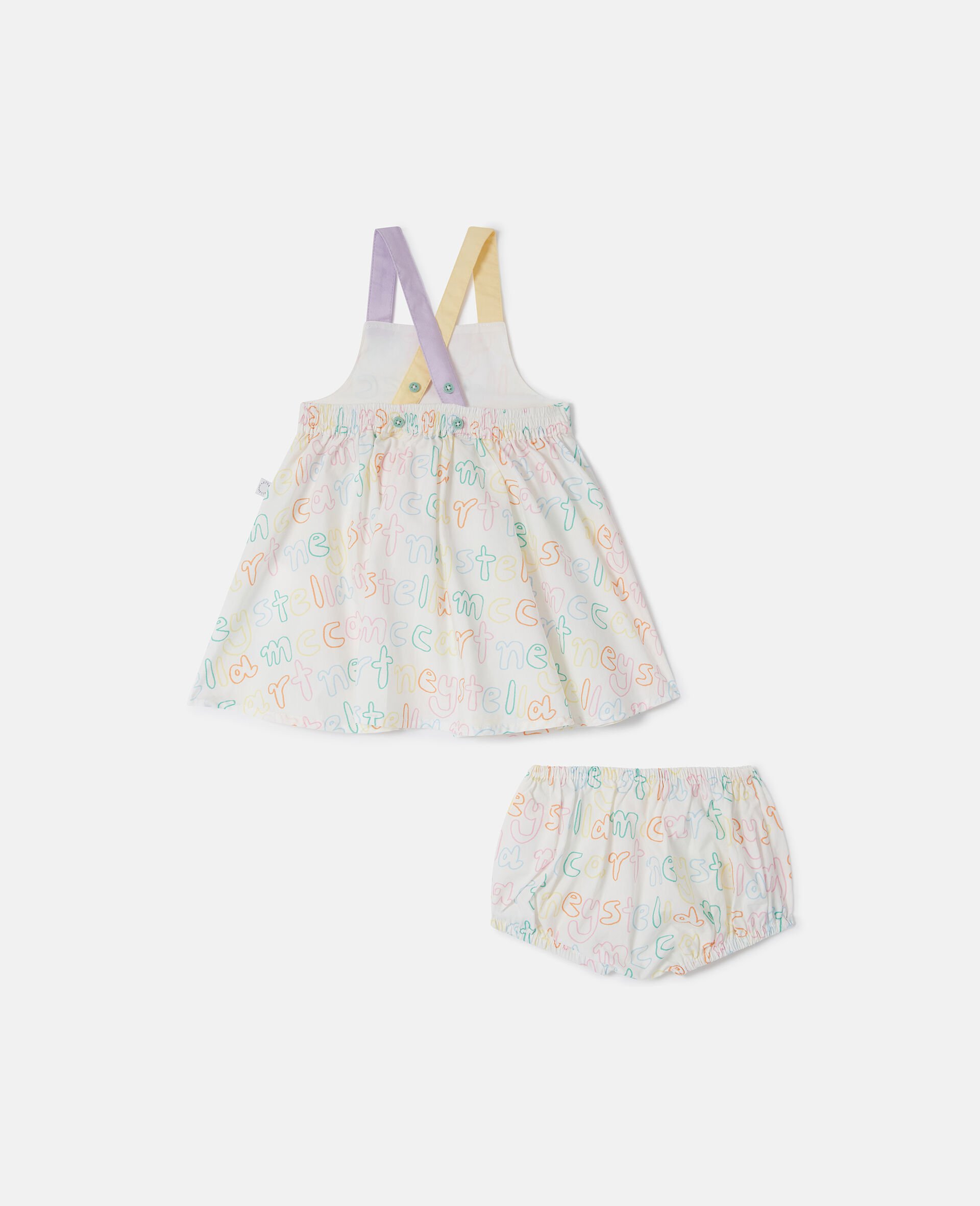 Brand Print Dress and Bloomers Set-Cream-large Brand Print Dress and Bloomers Set-Cream-large image number 2