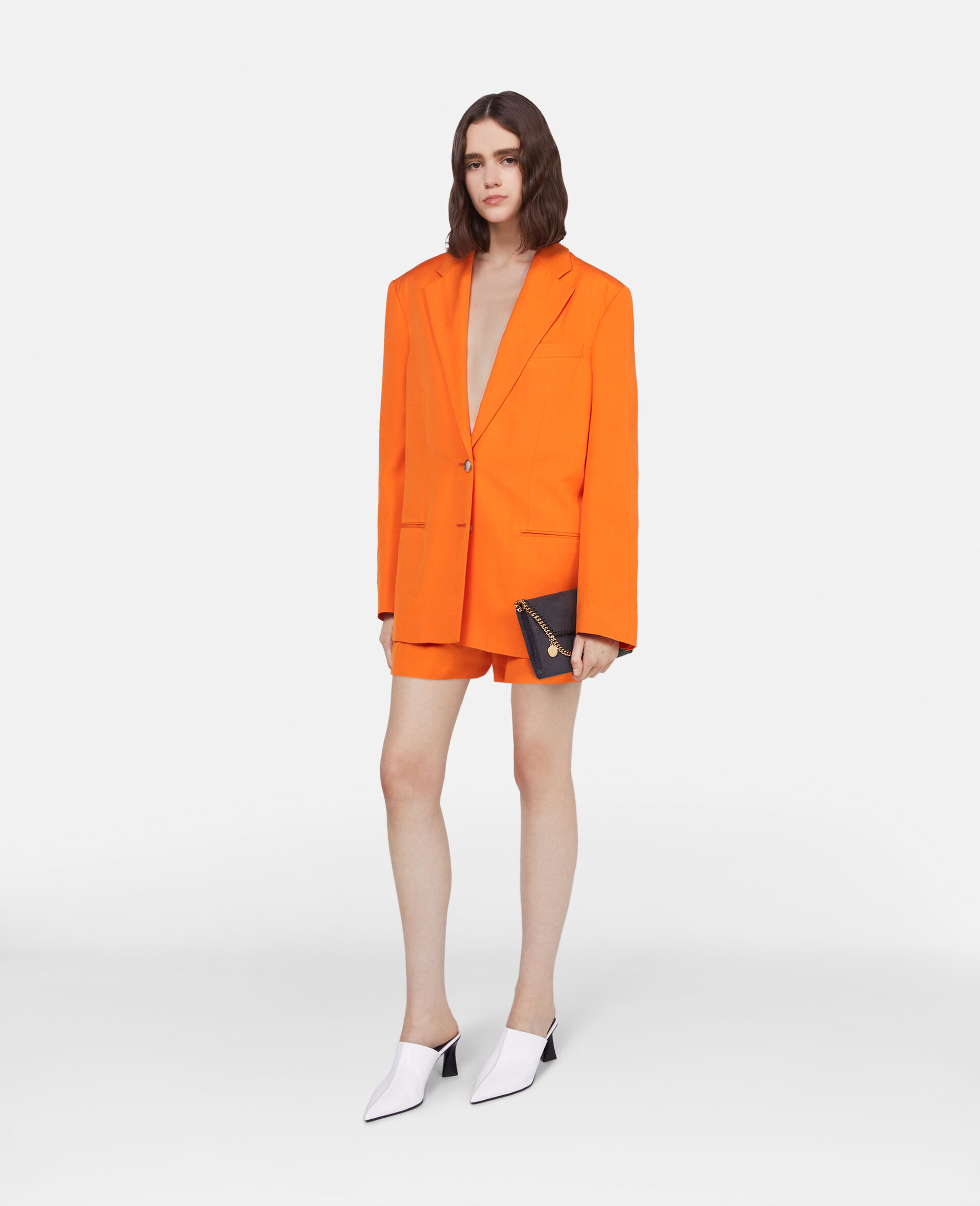 阔型单排扣西装外套-橙色-medium