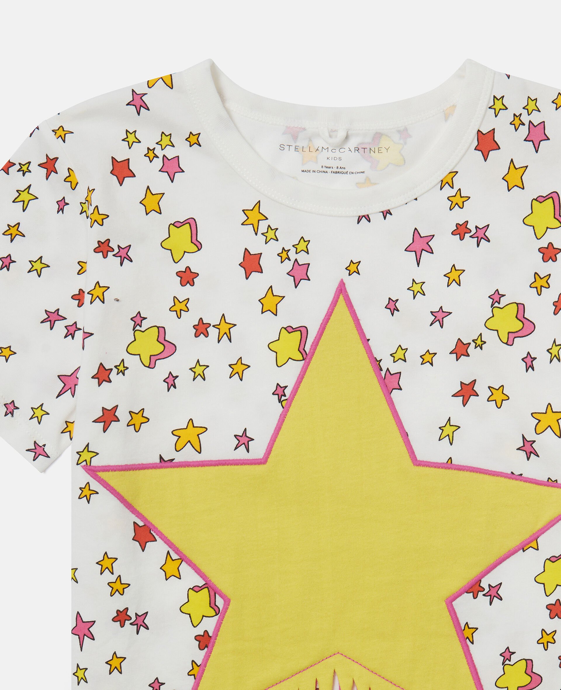 Star Graphic Fringed T-Shirt-White-medium Star Graphic Fringed T-Shirt-White-medium