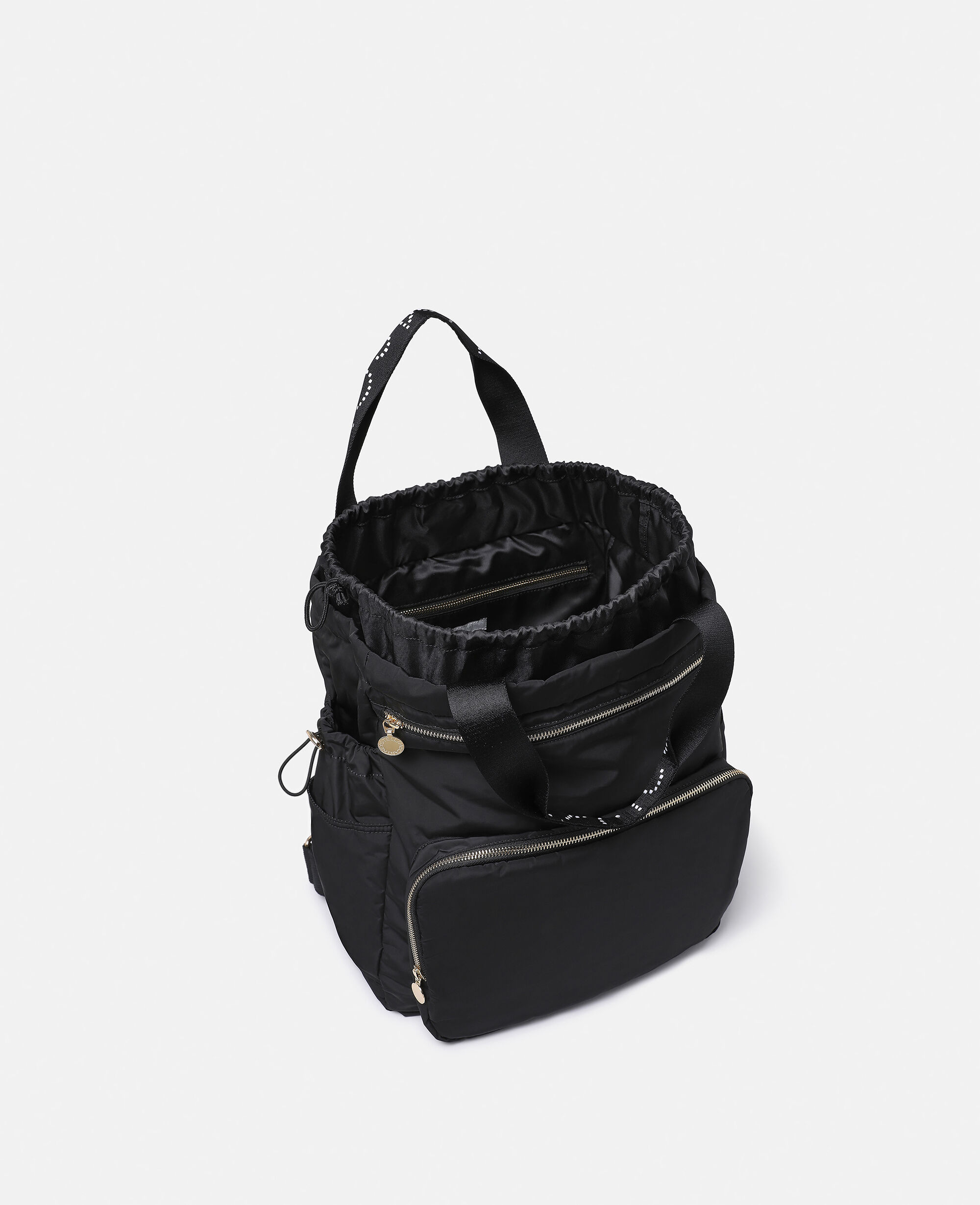 Women Black Logo Tape Backpack Changing Bag Stella McCartney AU