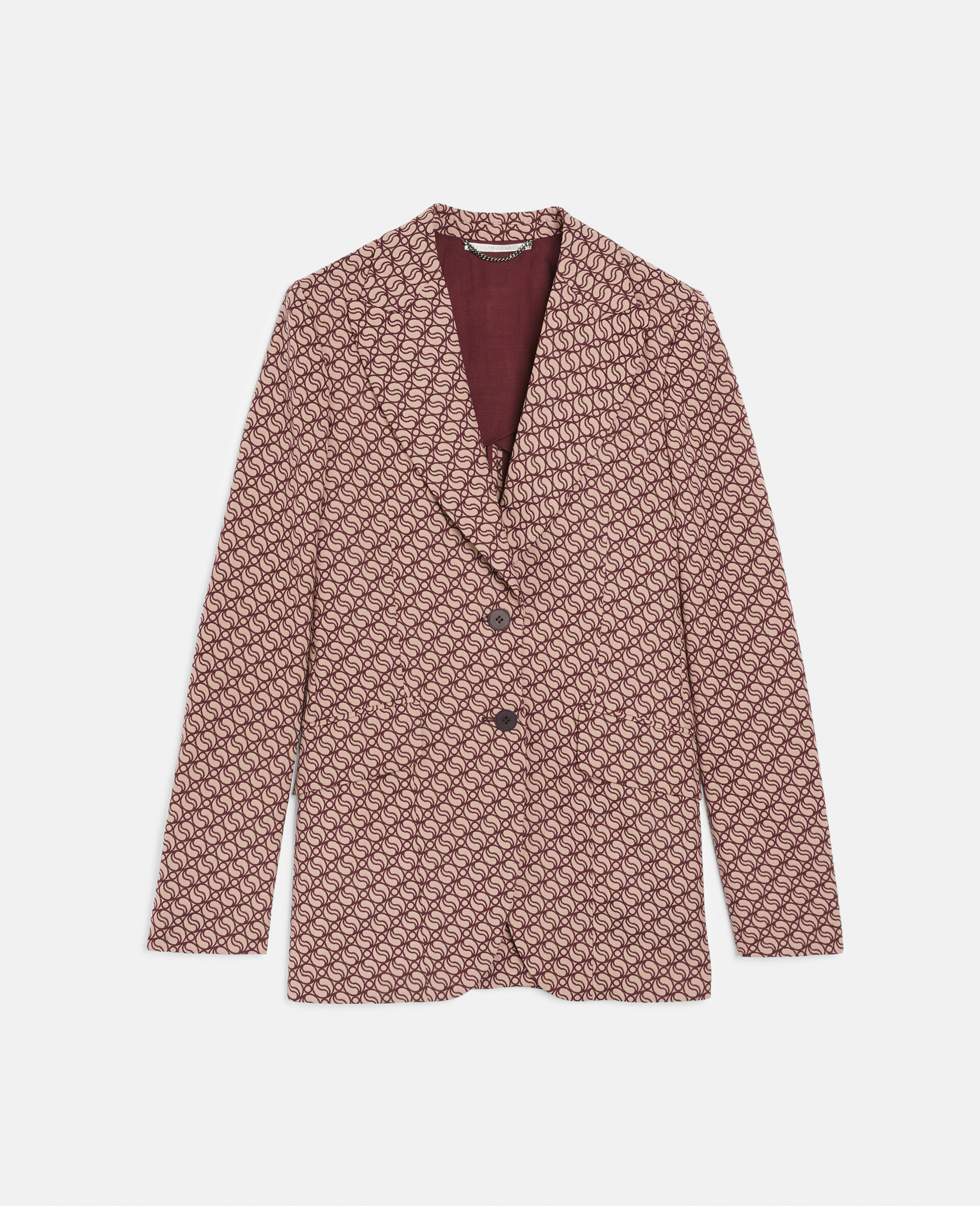 S-Wave Print Single-Breasted Blazer-Pink-large image number 0