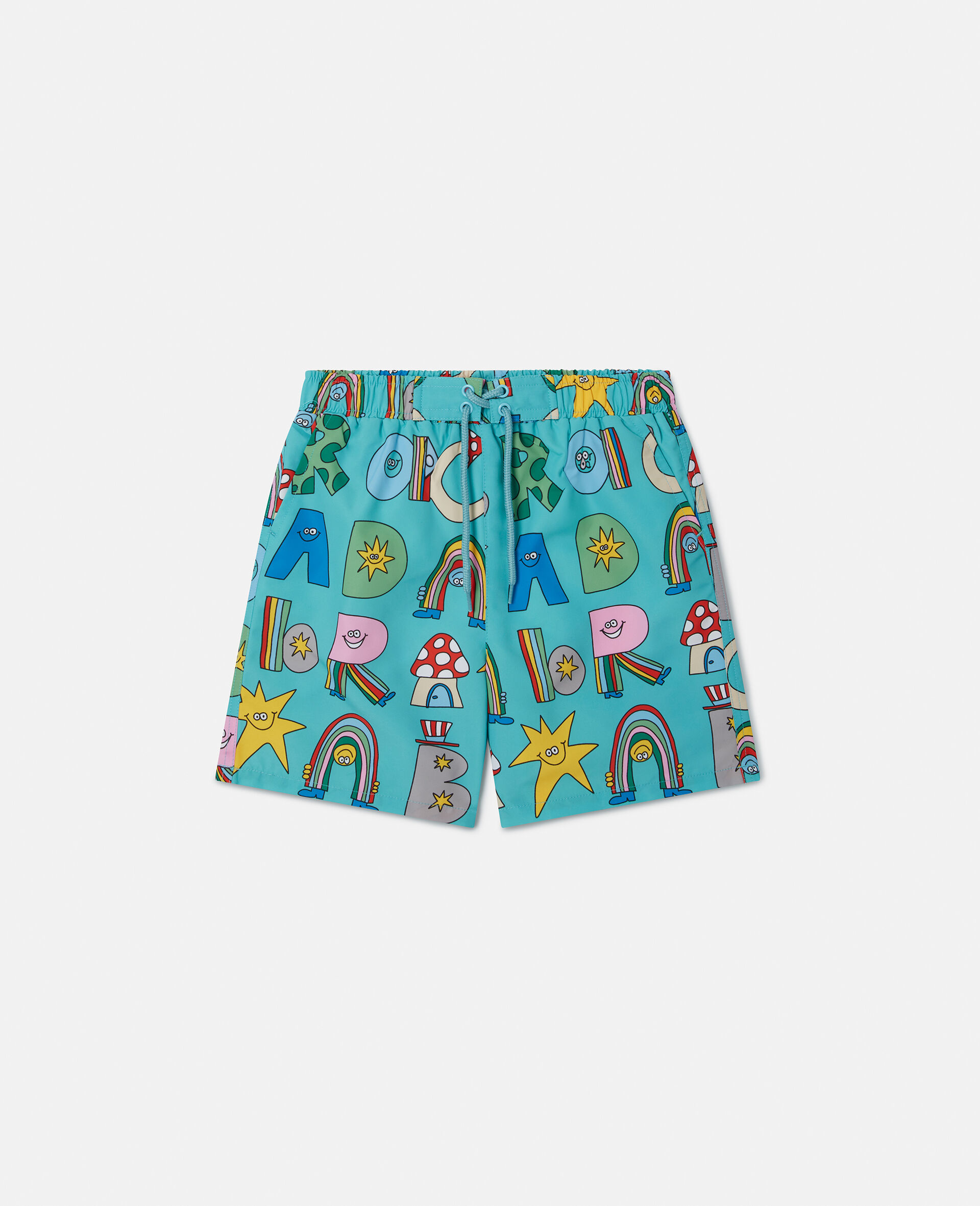 Stella Woodland Lettering Swim Shorts-Blue-medium