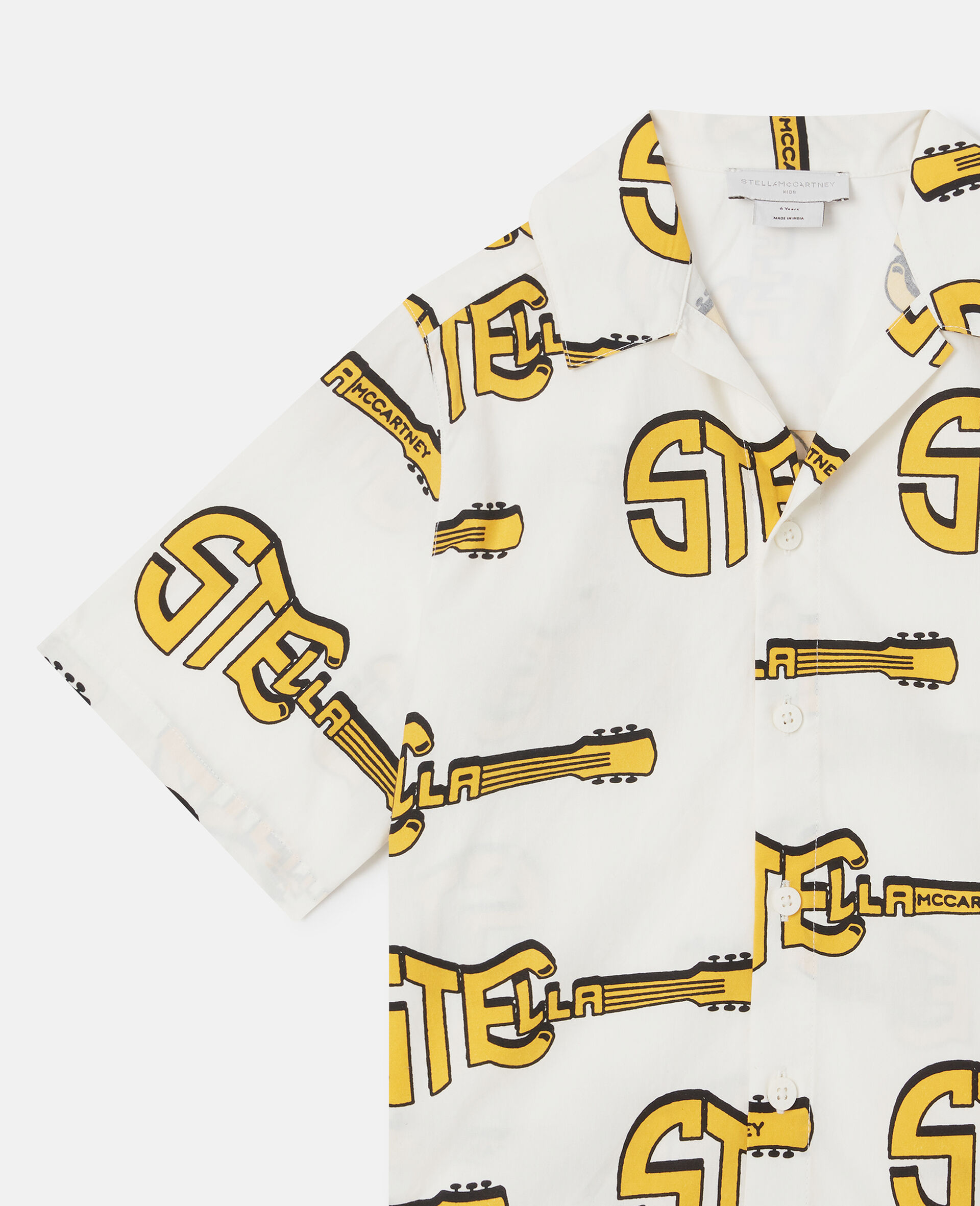 Guitar Print Short-Sleeve Shirt-Multicoloured-medium