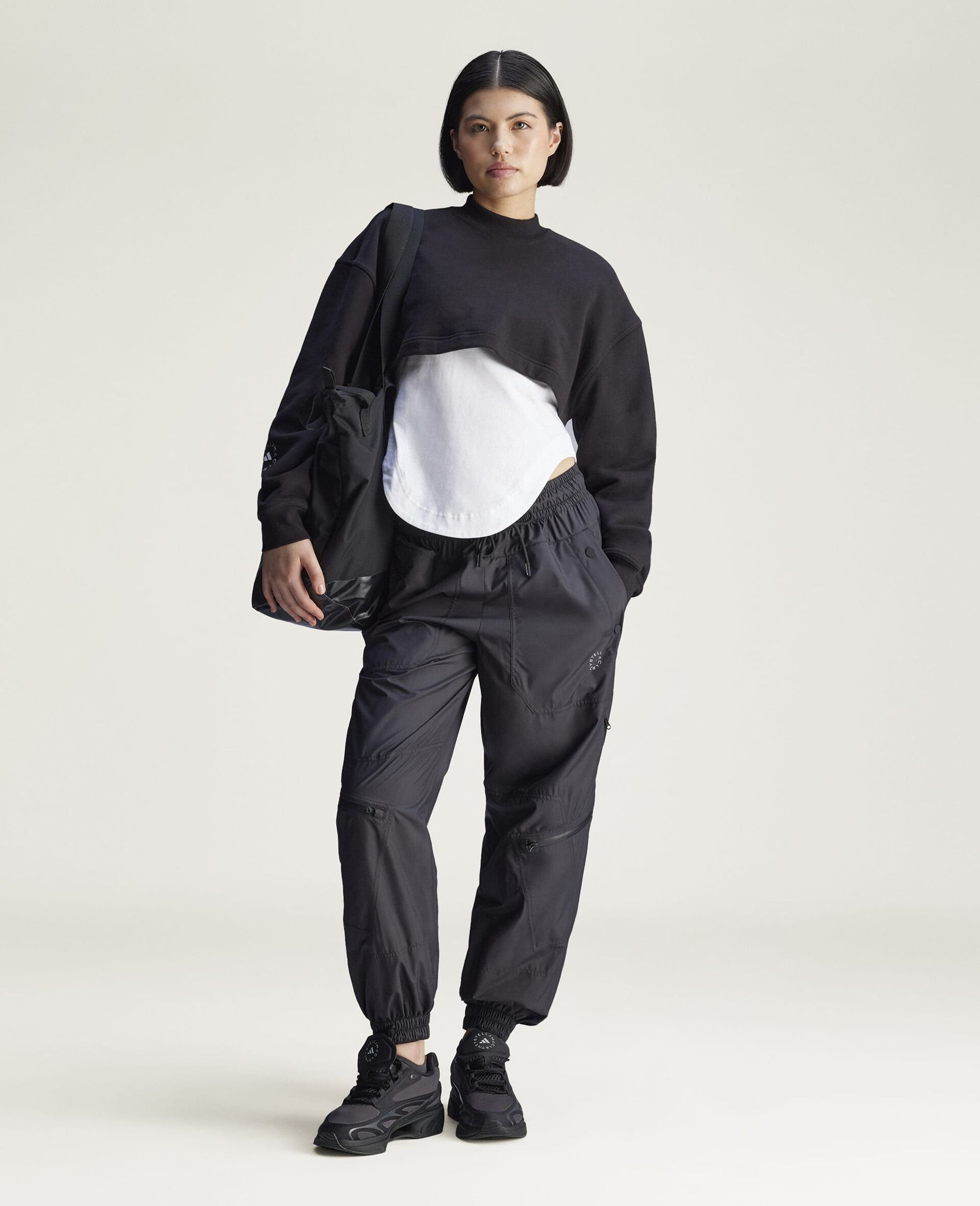 Pantaloni della Tuta in Maglia con Zip-Nero-medium