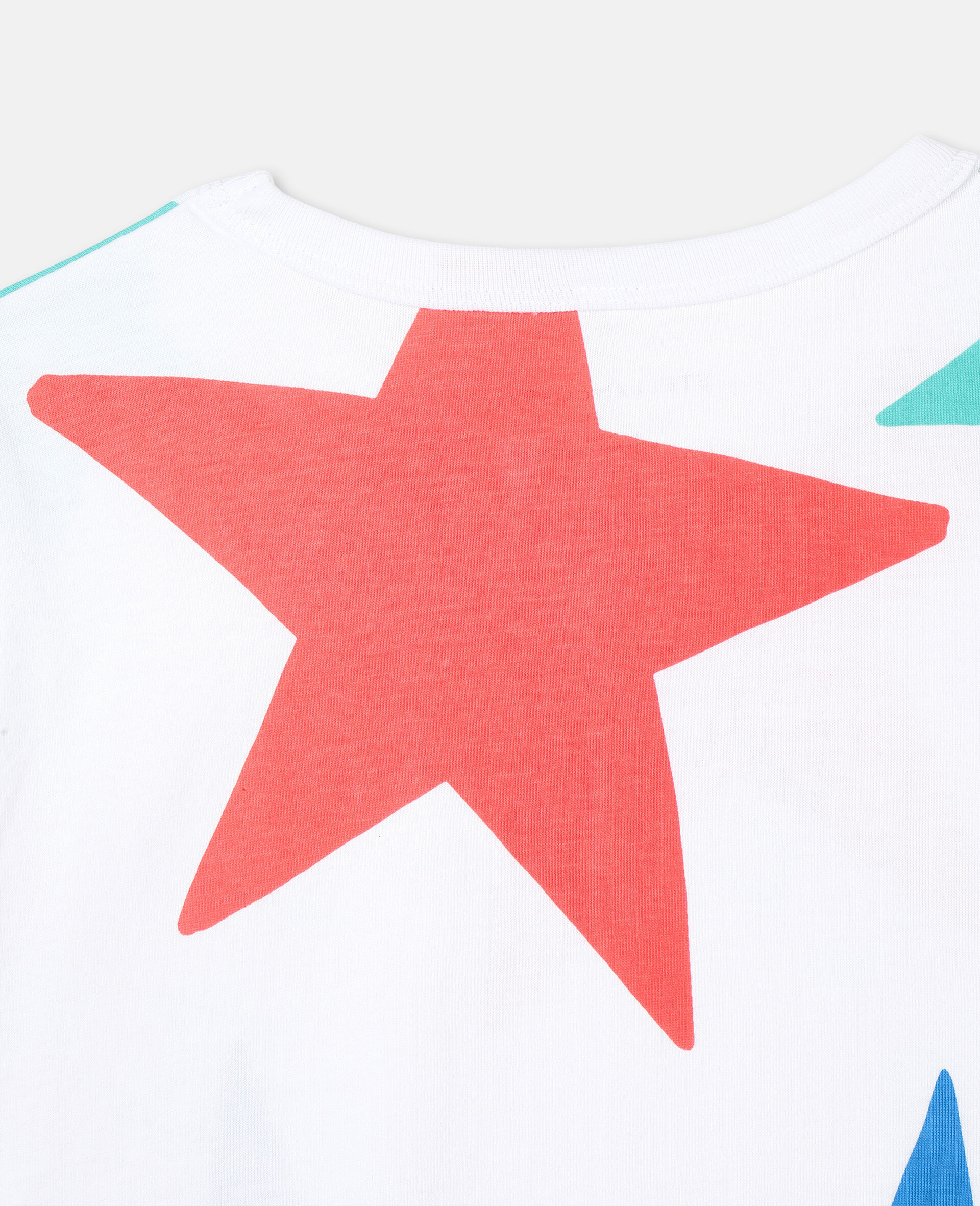 T-shirt en coton à étoiles multicolores-Blanc-large image number 2