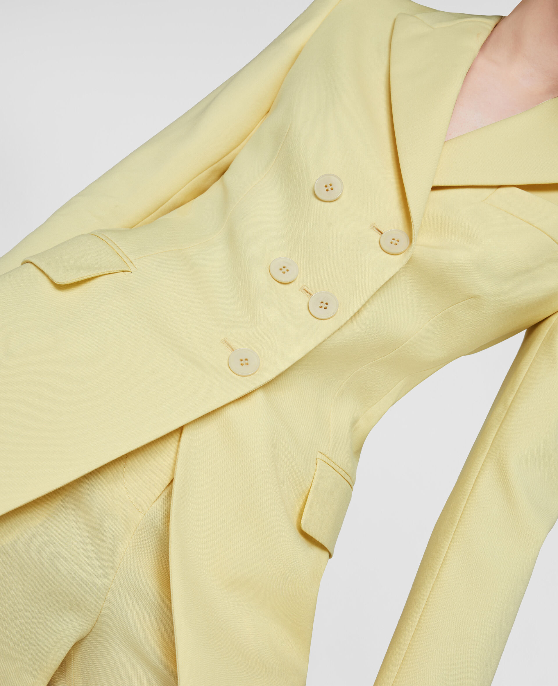 Tailored Double Breasted Jacket -Yellow-large image number 3