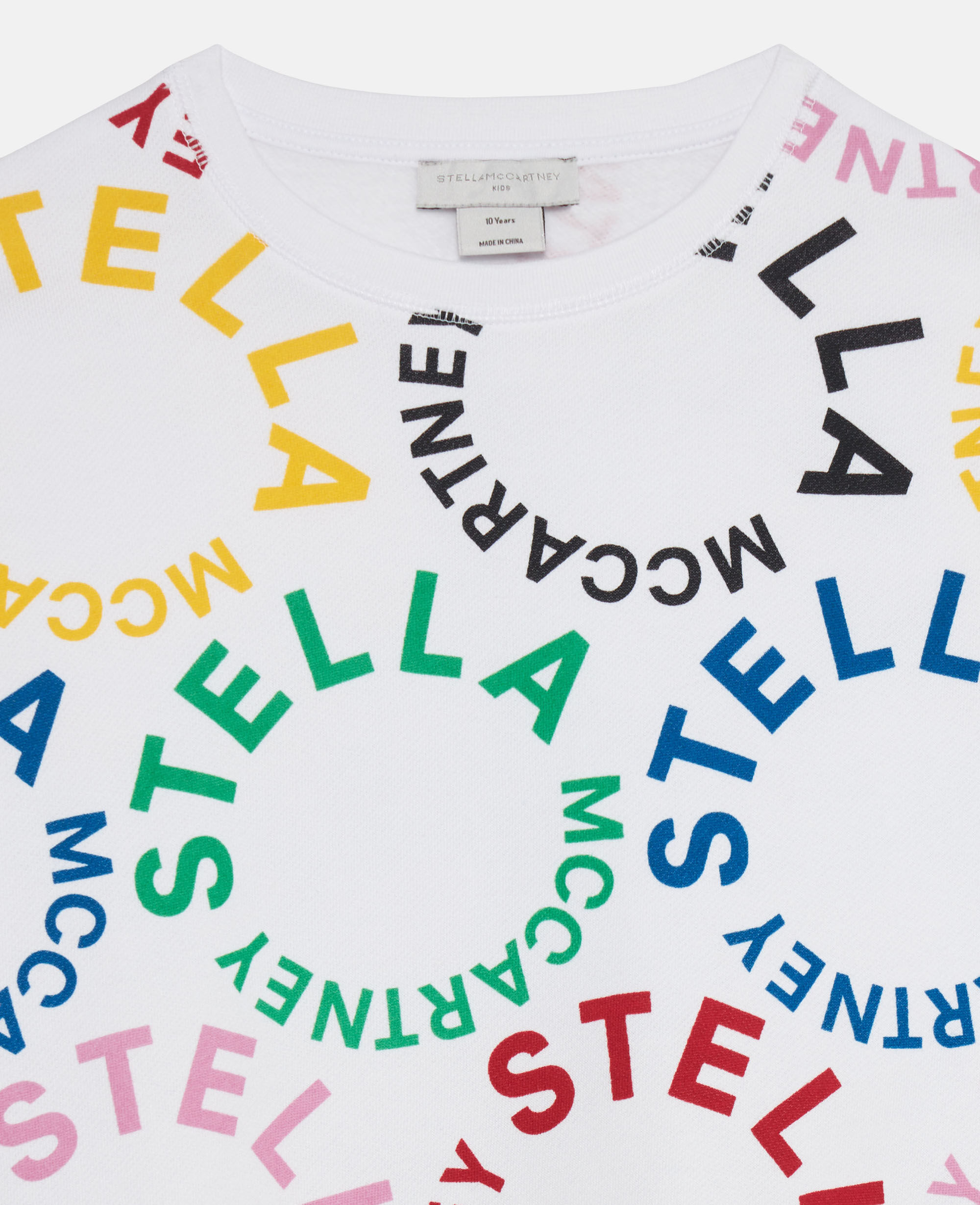 Women White Multicolour Circular Logo Cropped Sweatshirt