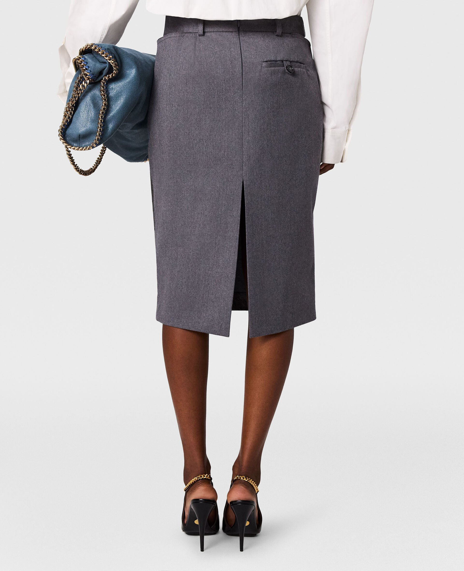 Ostrich Texture Midi Skirt-Grey-large image number 4