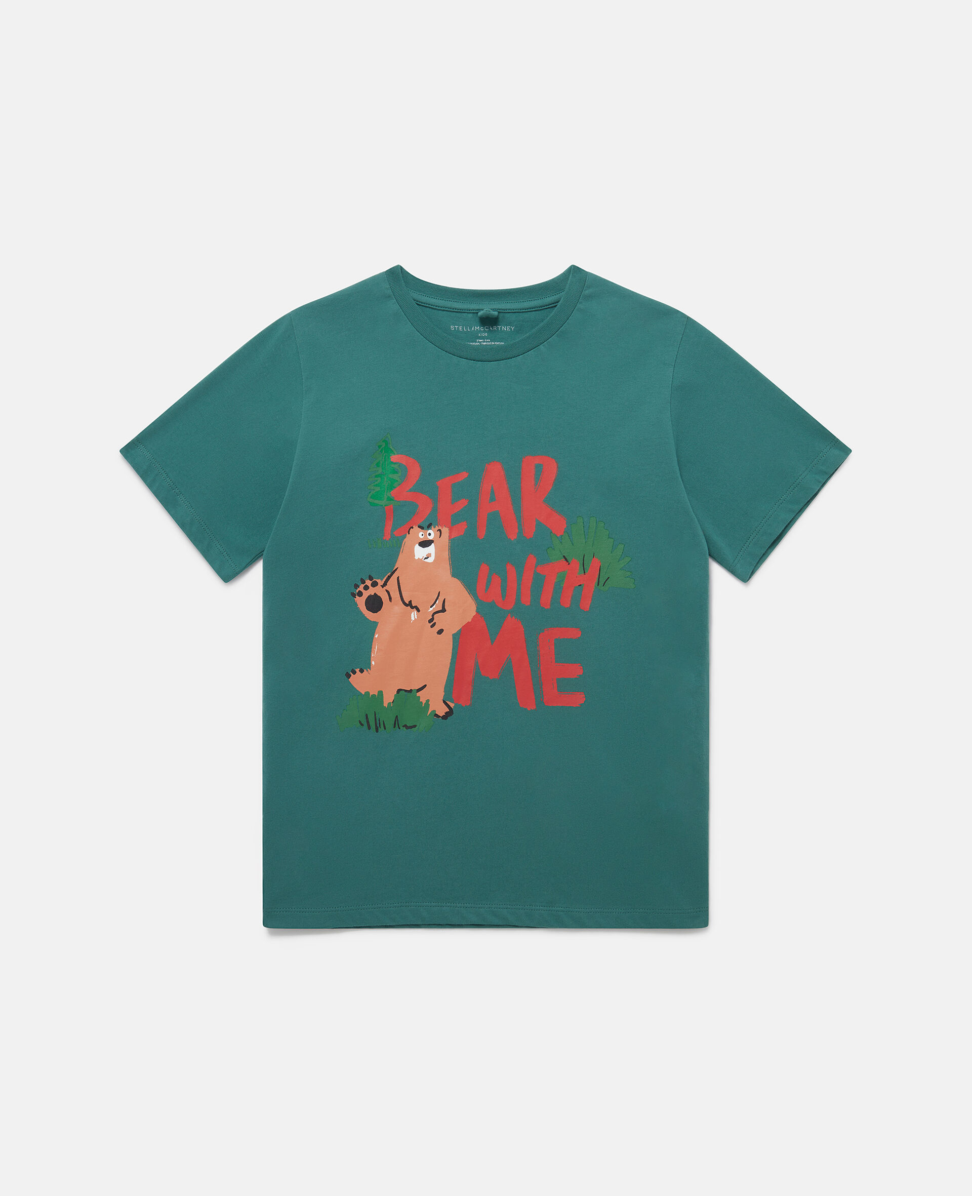 &ldquo;Bear With Me&rdquo;图案T恤-绿色-large image number 0