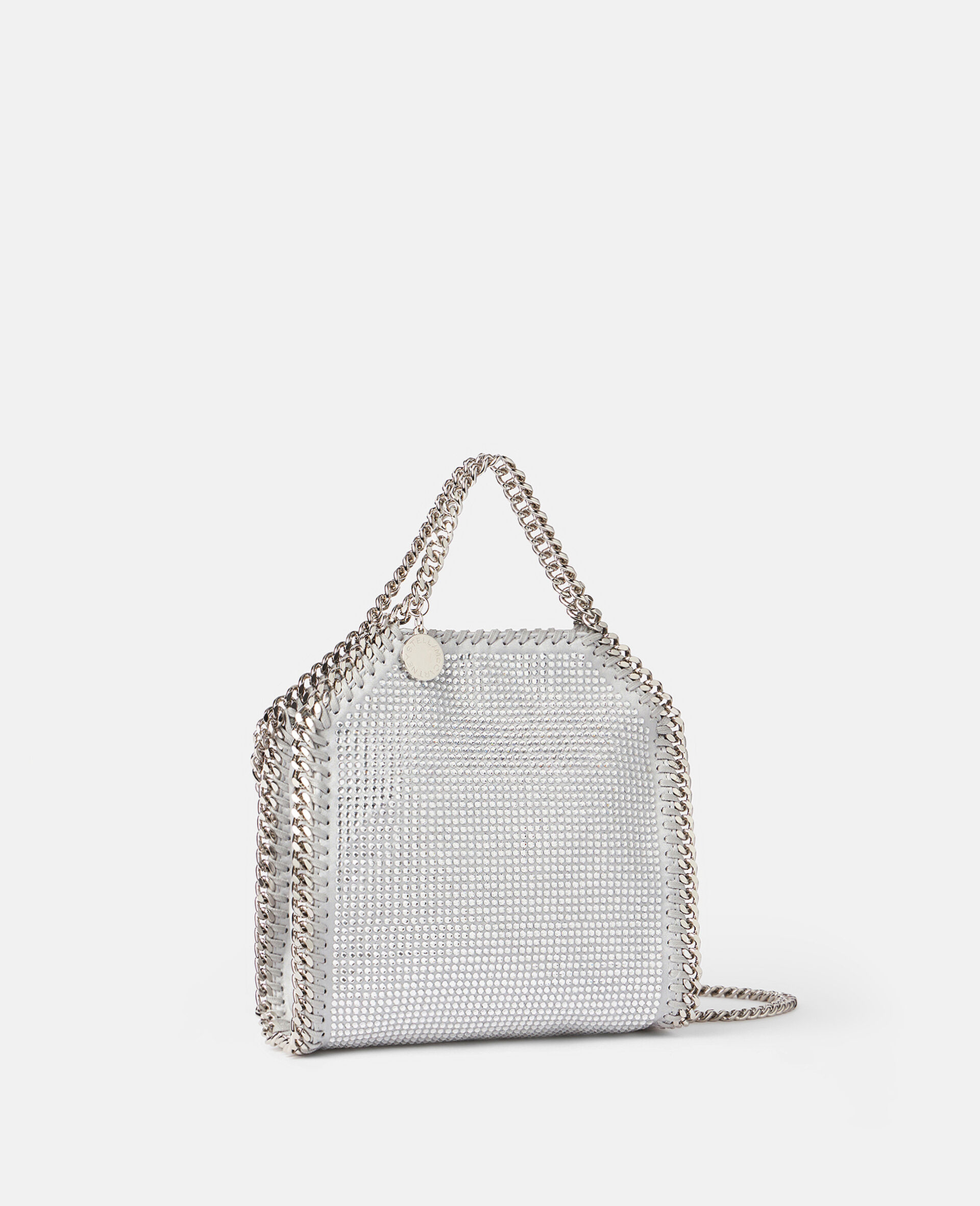 Falabella Crystal Mesh Mini Tote Bag-Silver-medium