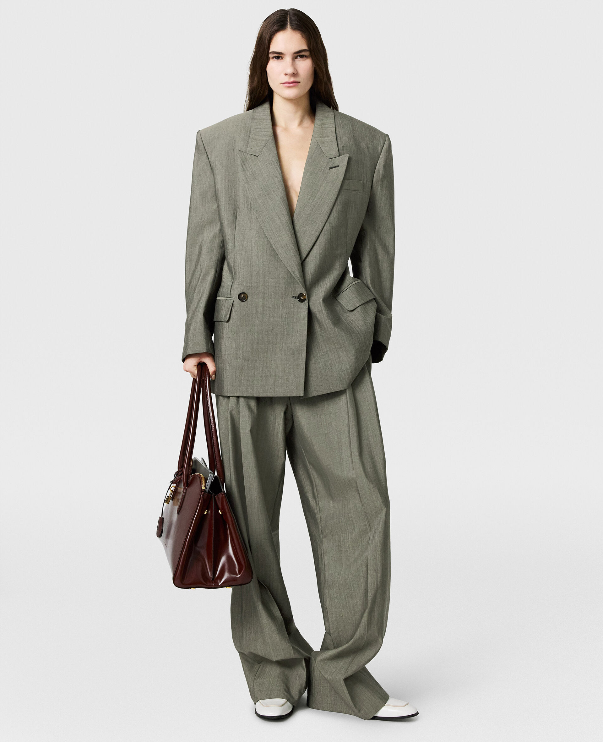 Veste tropicale cintree a double boutonnage-Vert-large image number 4
