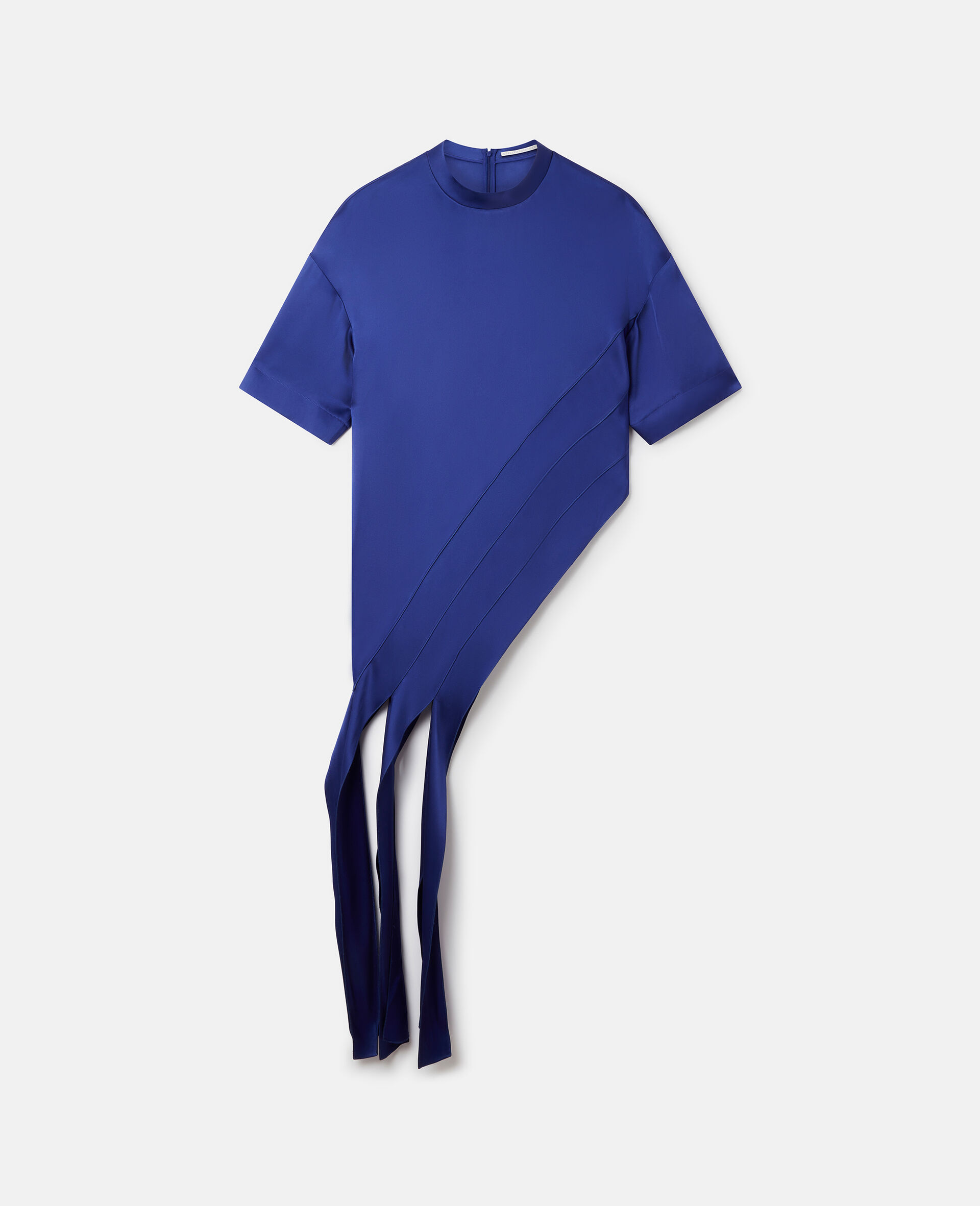 Double Satin Strip Hem Dress-Blue-large image number 0