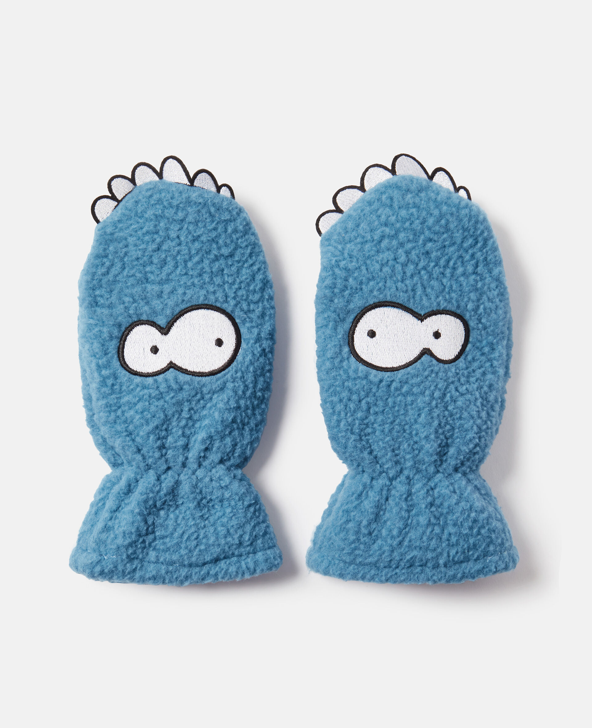 Monster Embroidered Mittens-Blue-medium