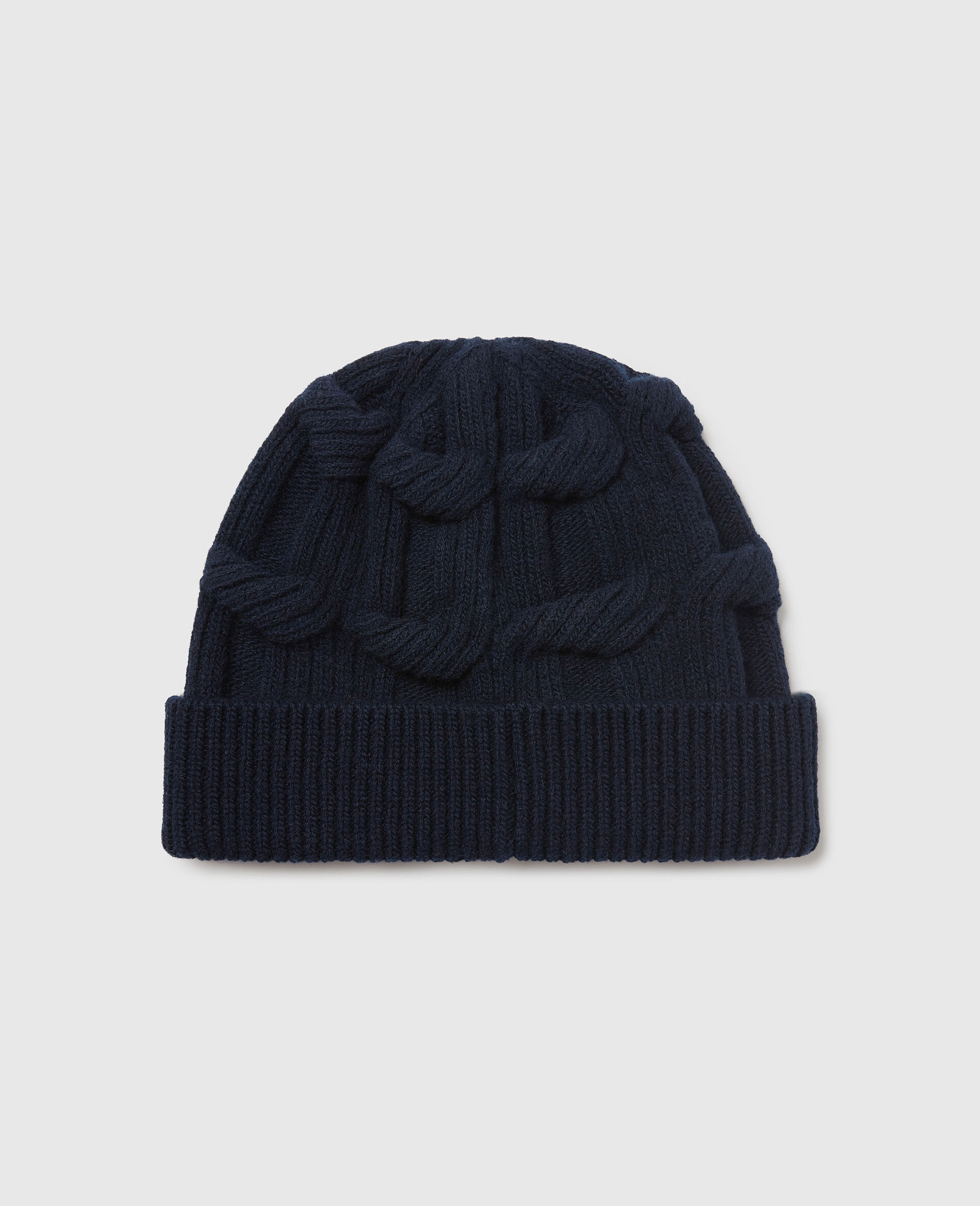 Falabella Cable-Knit Beanie-Blue-medium