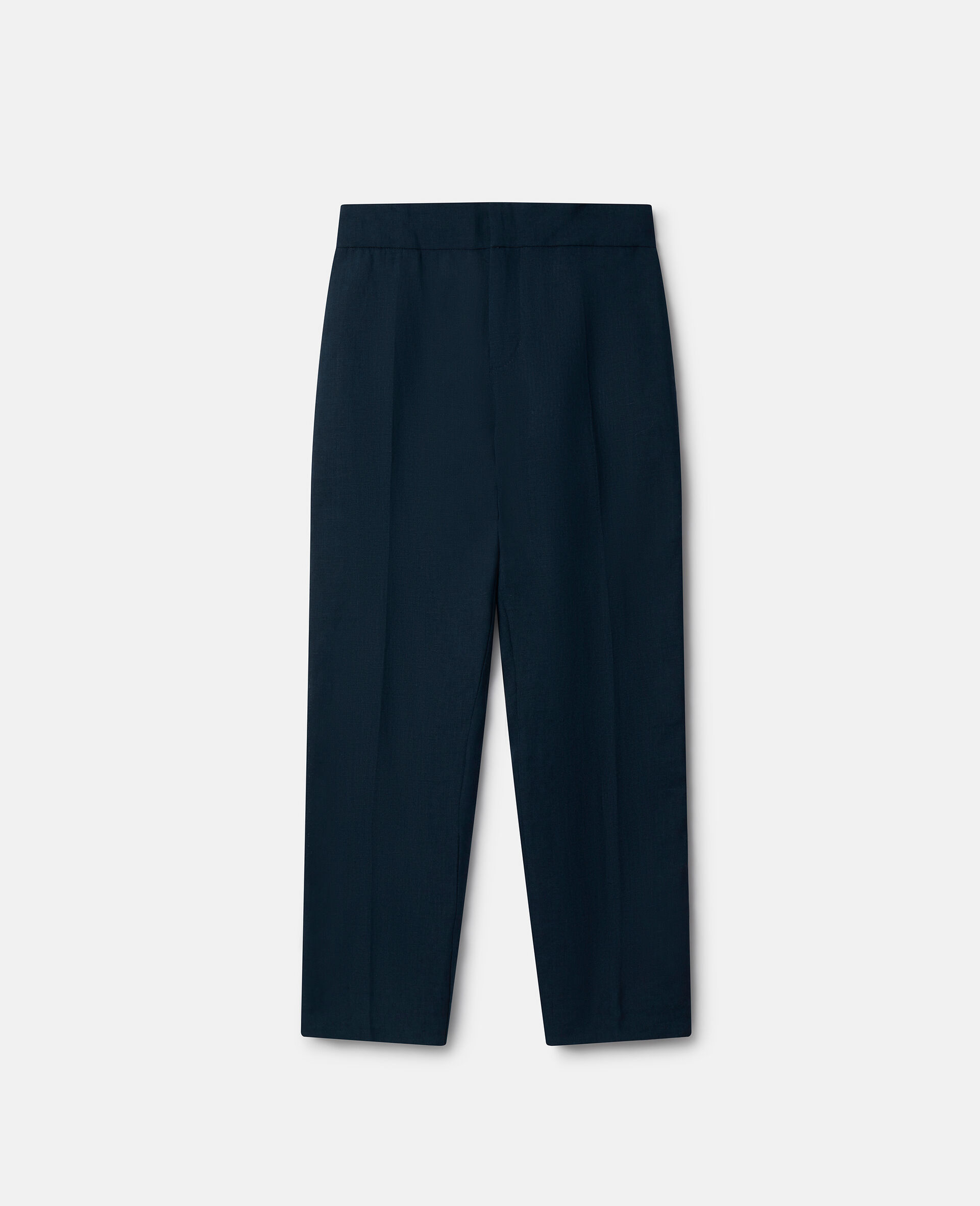 Linen Tailored Trousers-Bleu-medium
