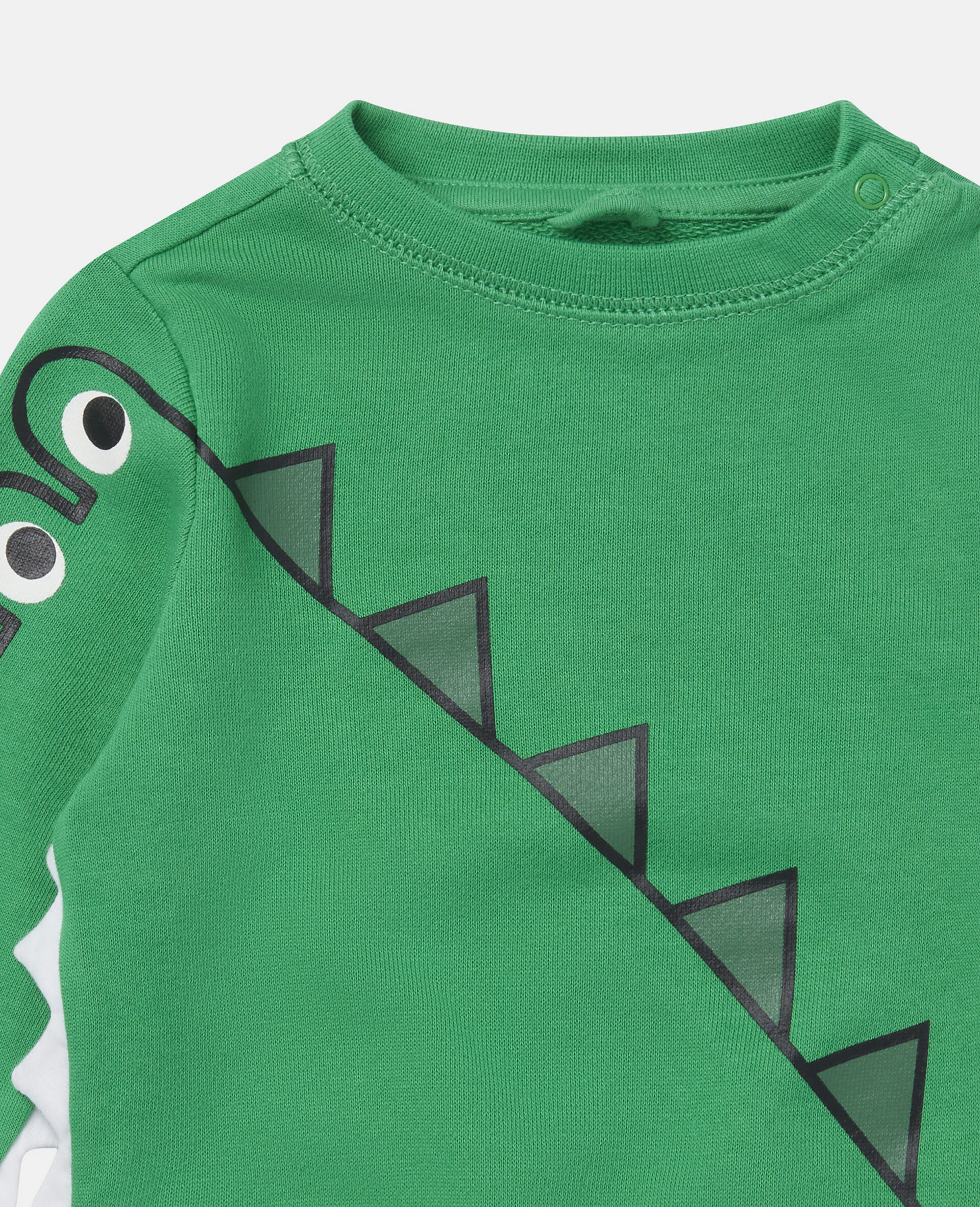 Crocodile & Spike Print Cotton Fleece Sweatshirt-Green-large image number 1