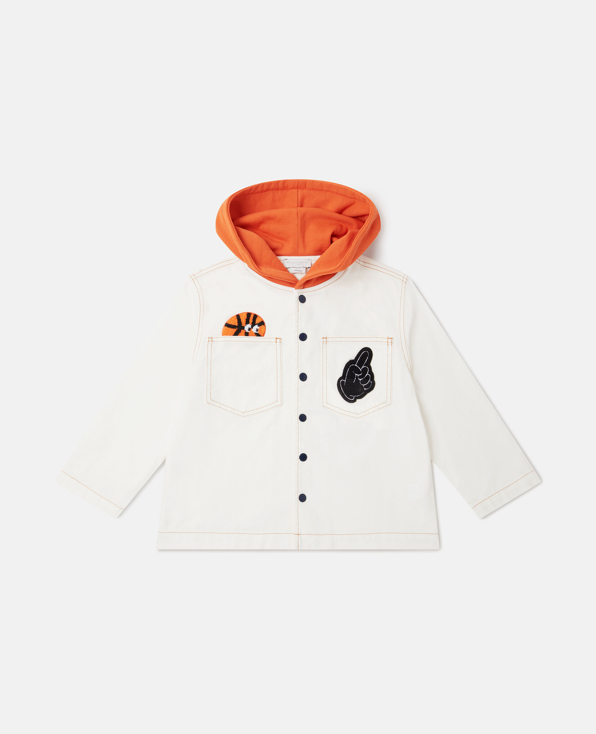 Sports Motif Hooded Jacket-White-medium