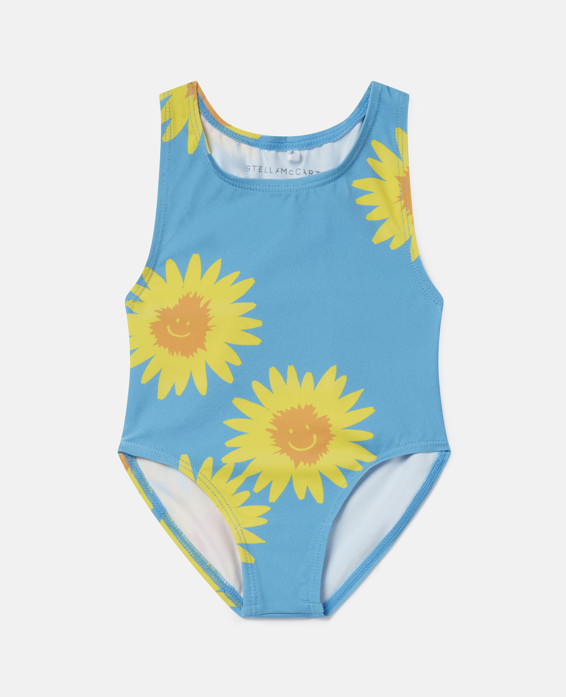 Sunflower Print Swimsuit-Blue-large image number 0