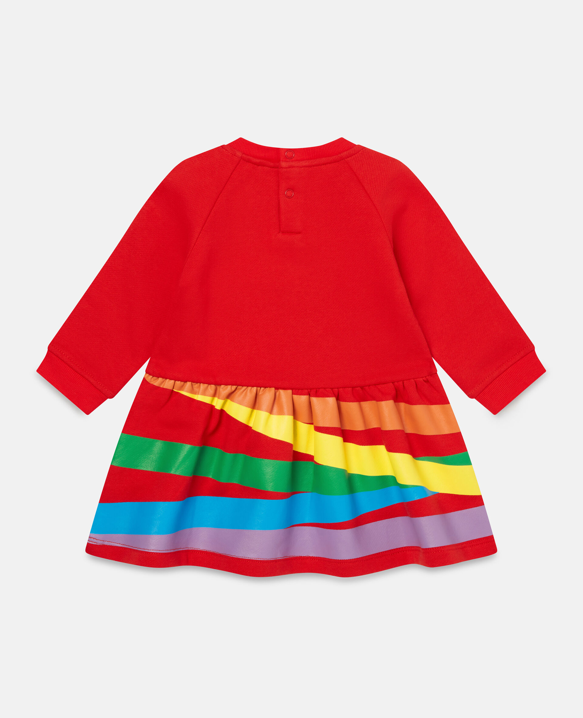 Cotton Fleece Rainbow Face Print Dress-Red-large image number 2