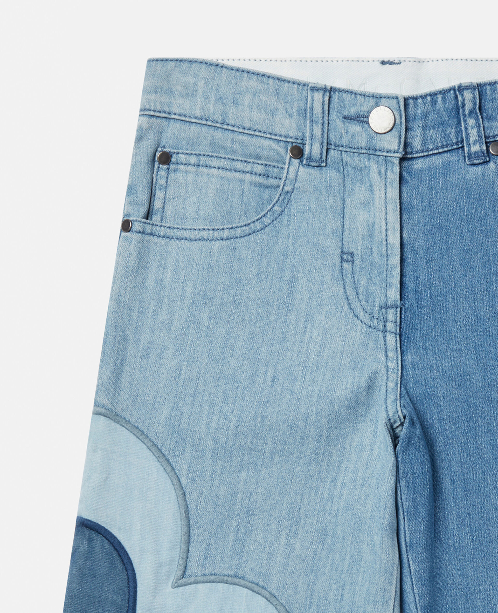 Flower Appliqué Straight Leg Jeans-Multicolour-large image number 1