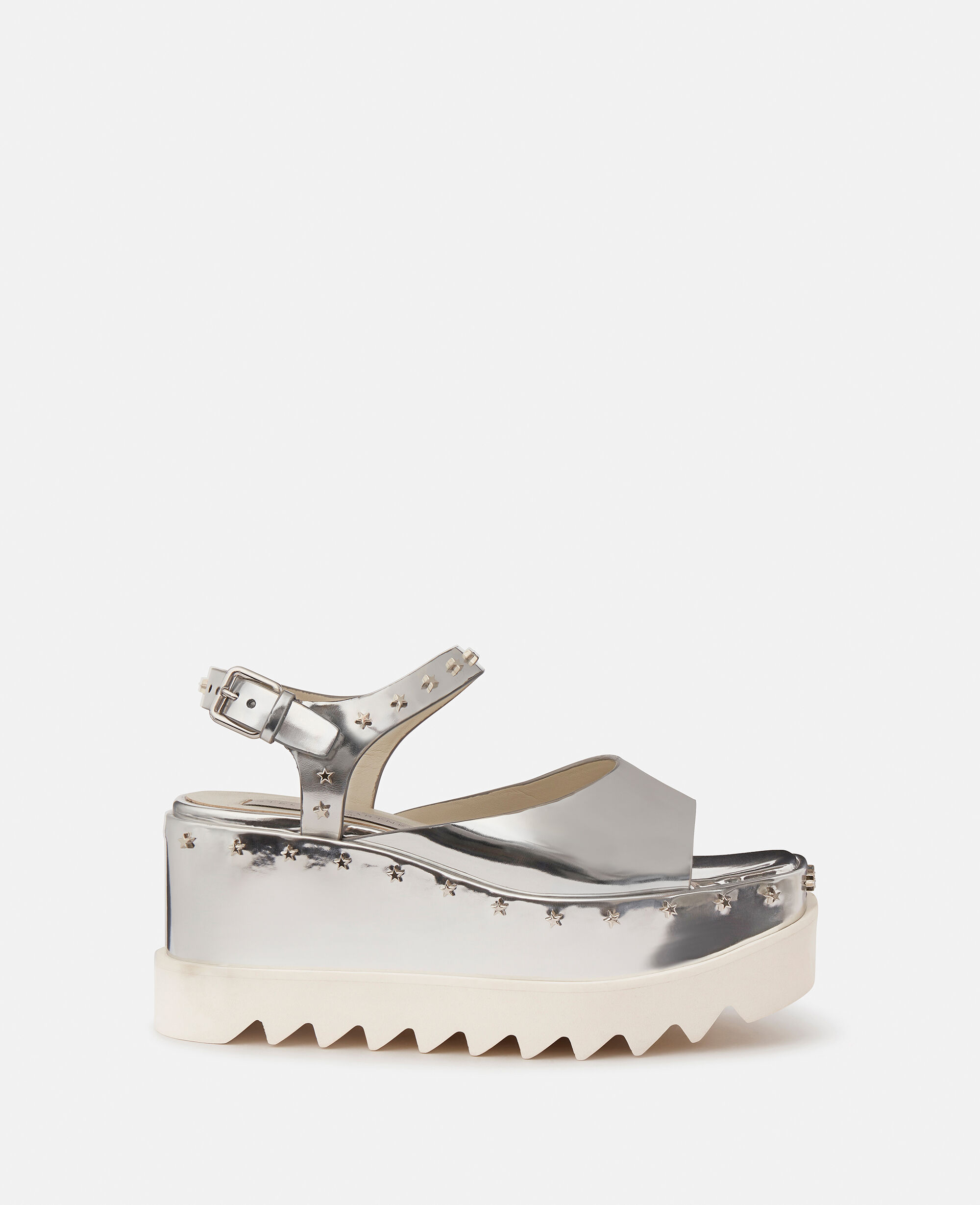 Women Silver Elyse Star Stud Mirrored Platform Sandals | Stella McCartney US