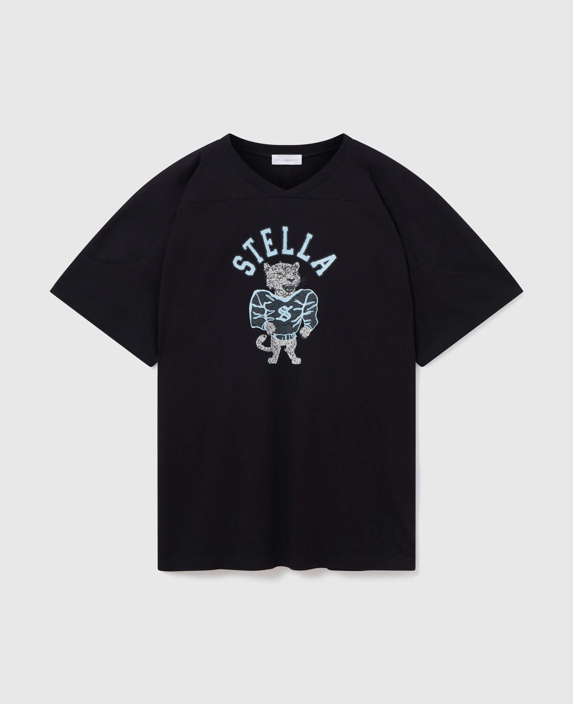 T-Shirt Varsity con Grafica Stella-Nero-medium