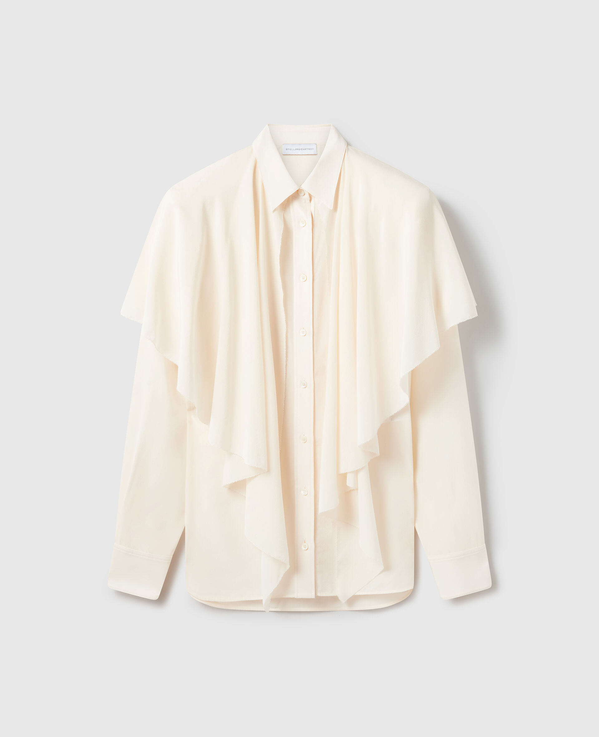 Layered Panel Long-Sleeve Semi-Sheer Shirt-Cream-large image number 0