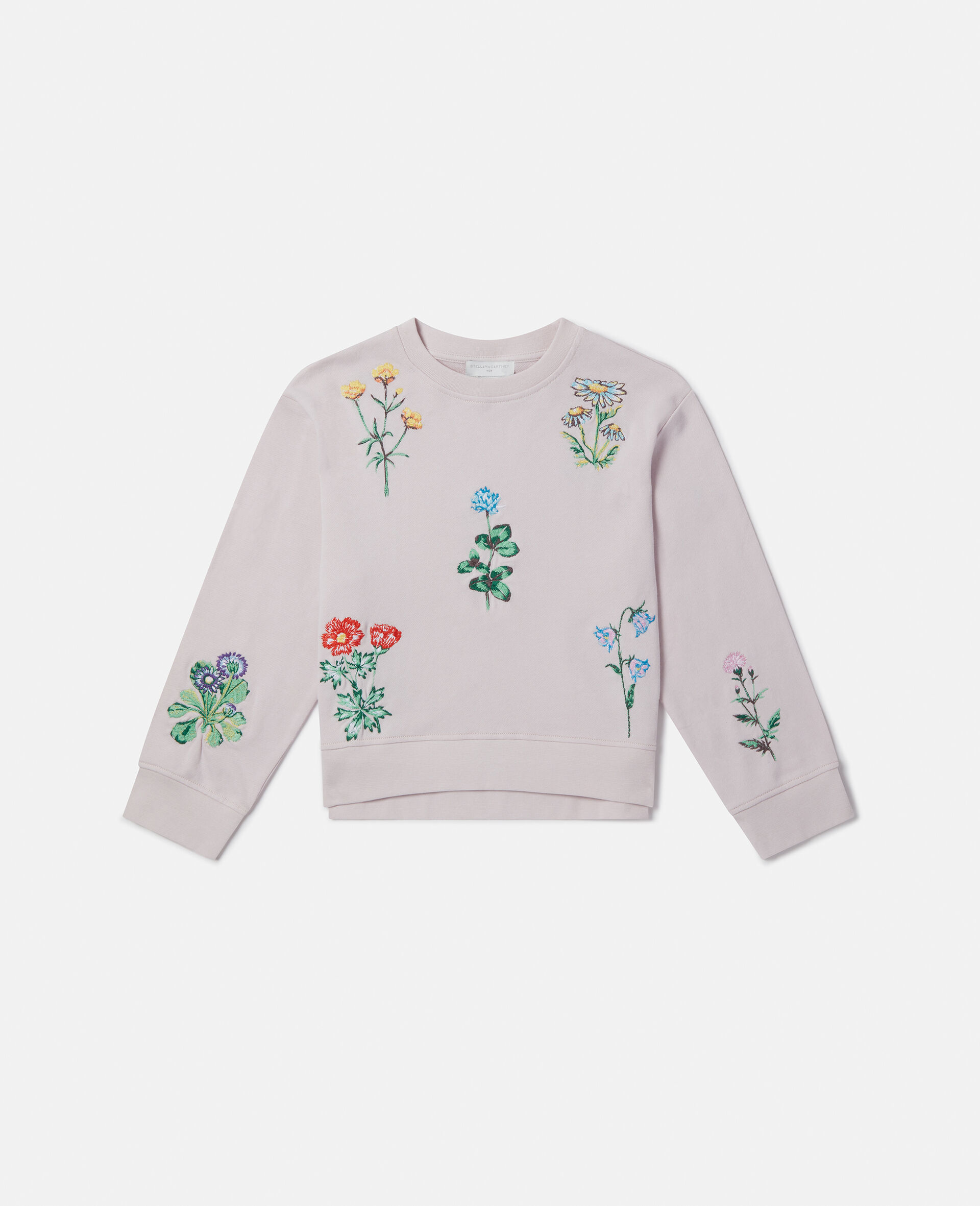 Flower Embroidered Sweatshirt-Purple-medium