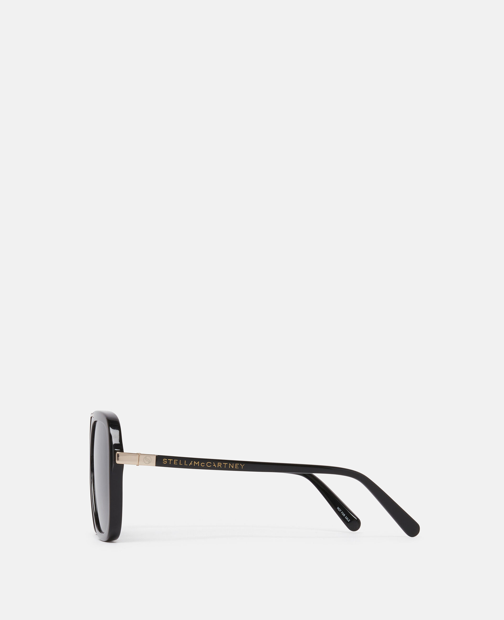 Oversized Square Metal Bar Sunglasses-Black-medium