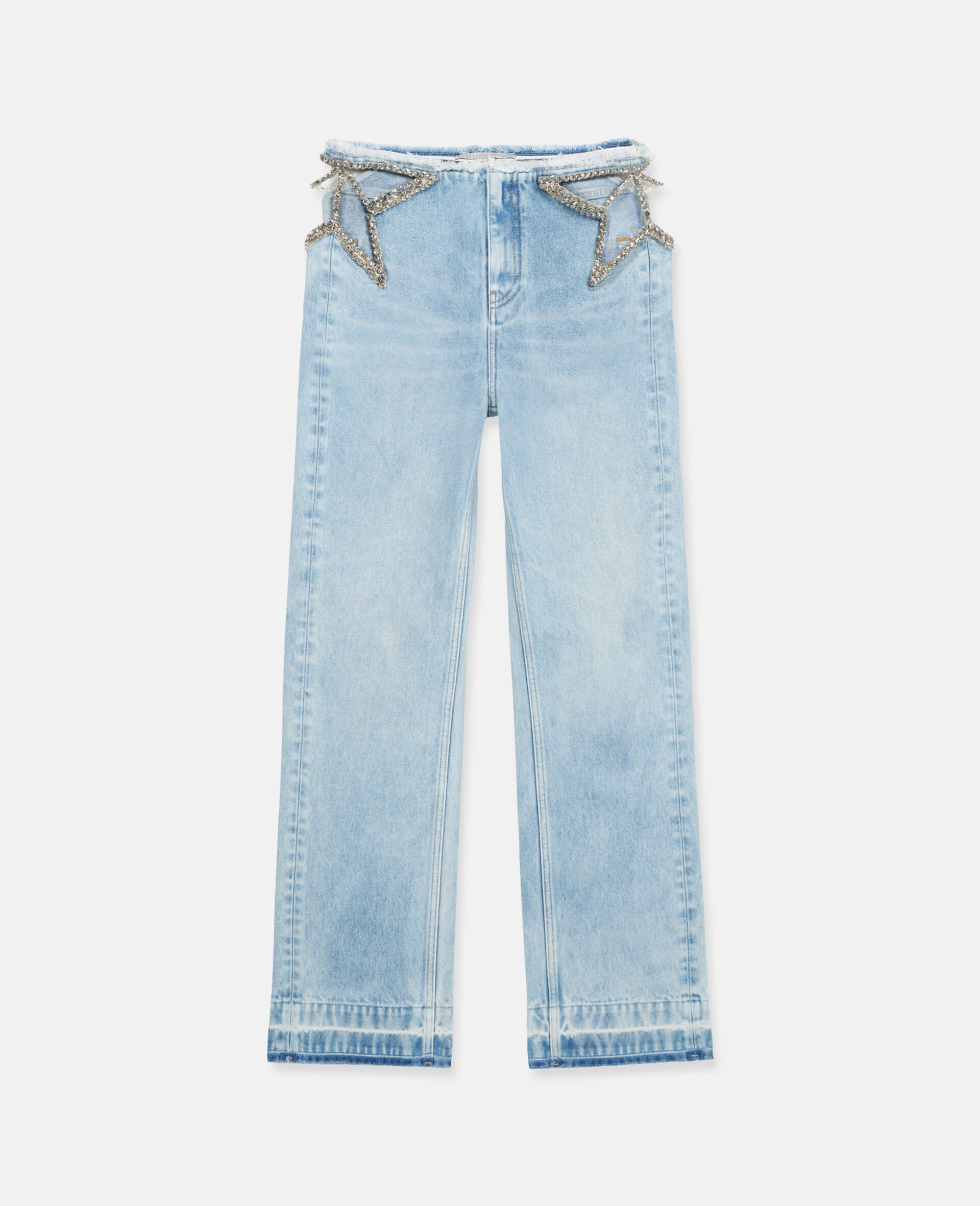 Diamanté Star Wide Leg Jeans-Blue-large image number 0