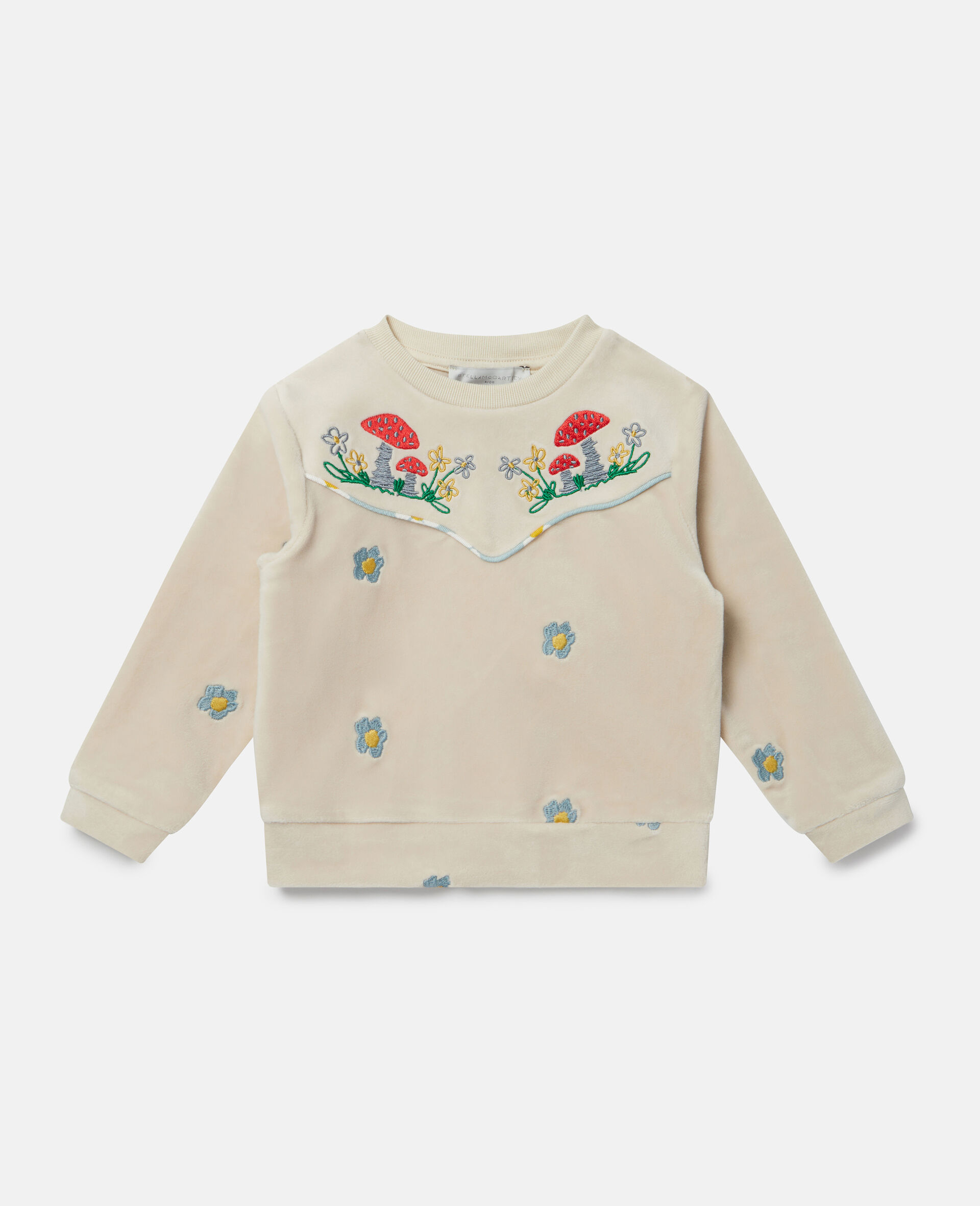 Daisy Embroidered Velour Fleece Sweatshirt-Beige-large image number 0