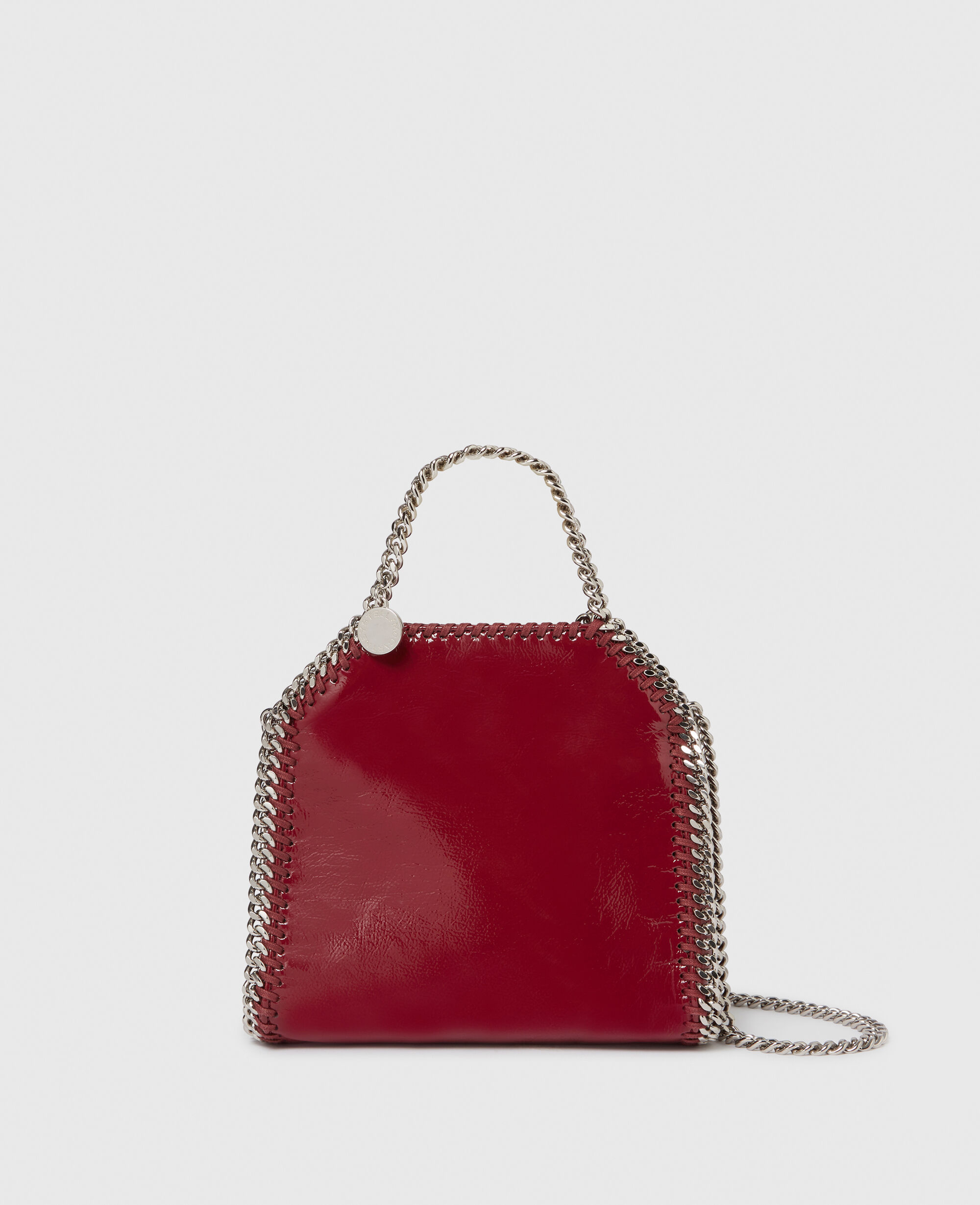 Women Burgundy Falabella Tiny Tote Crinkled Patent Bag | Stella