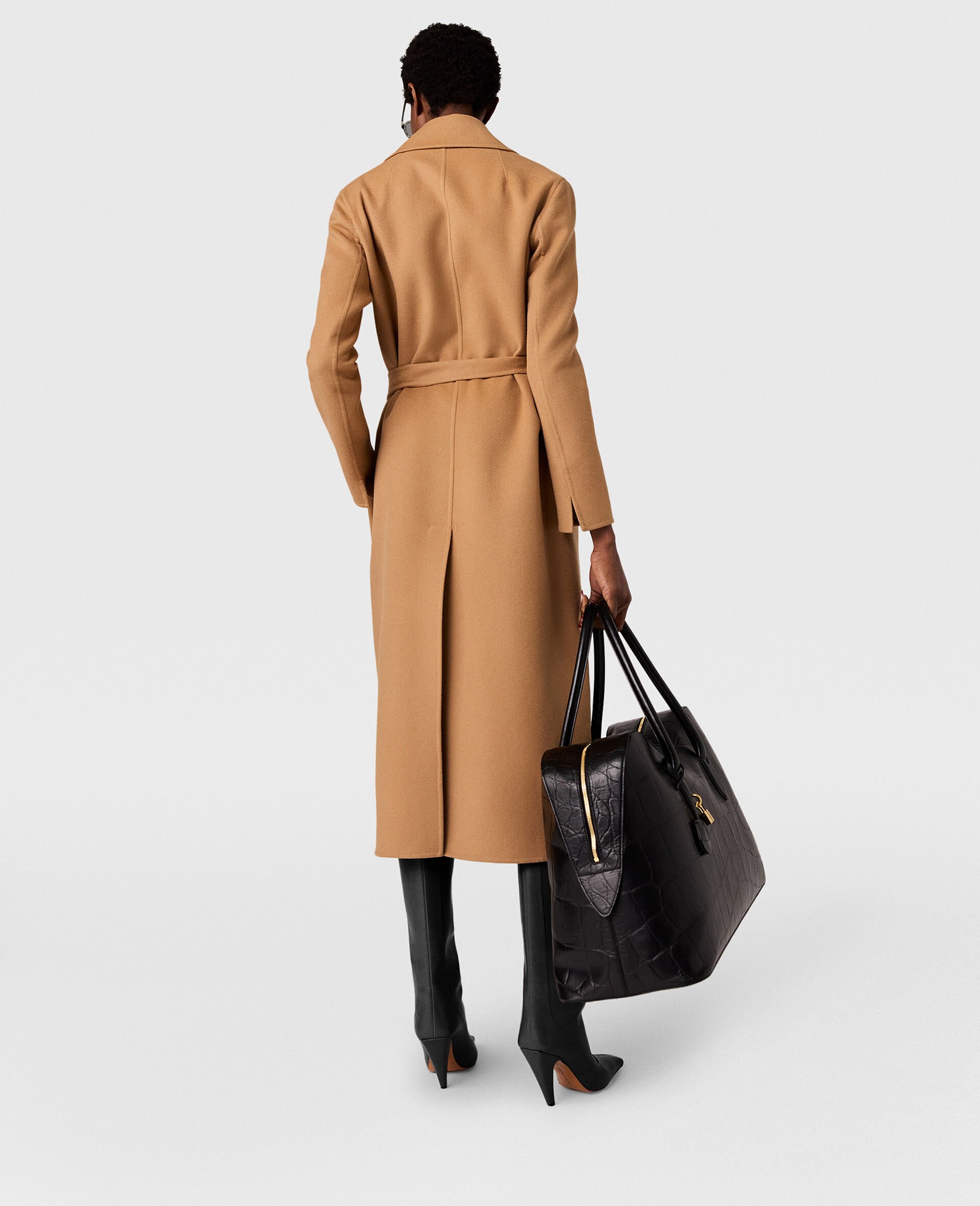 Double-Faced Belted  Coat-Brown-large image number 3