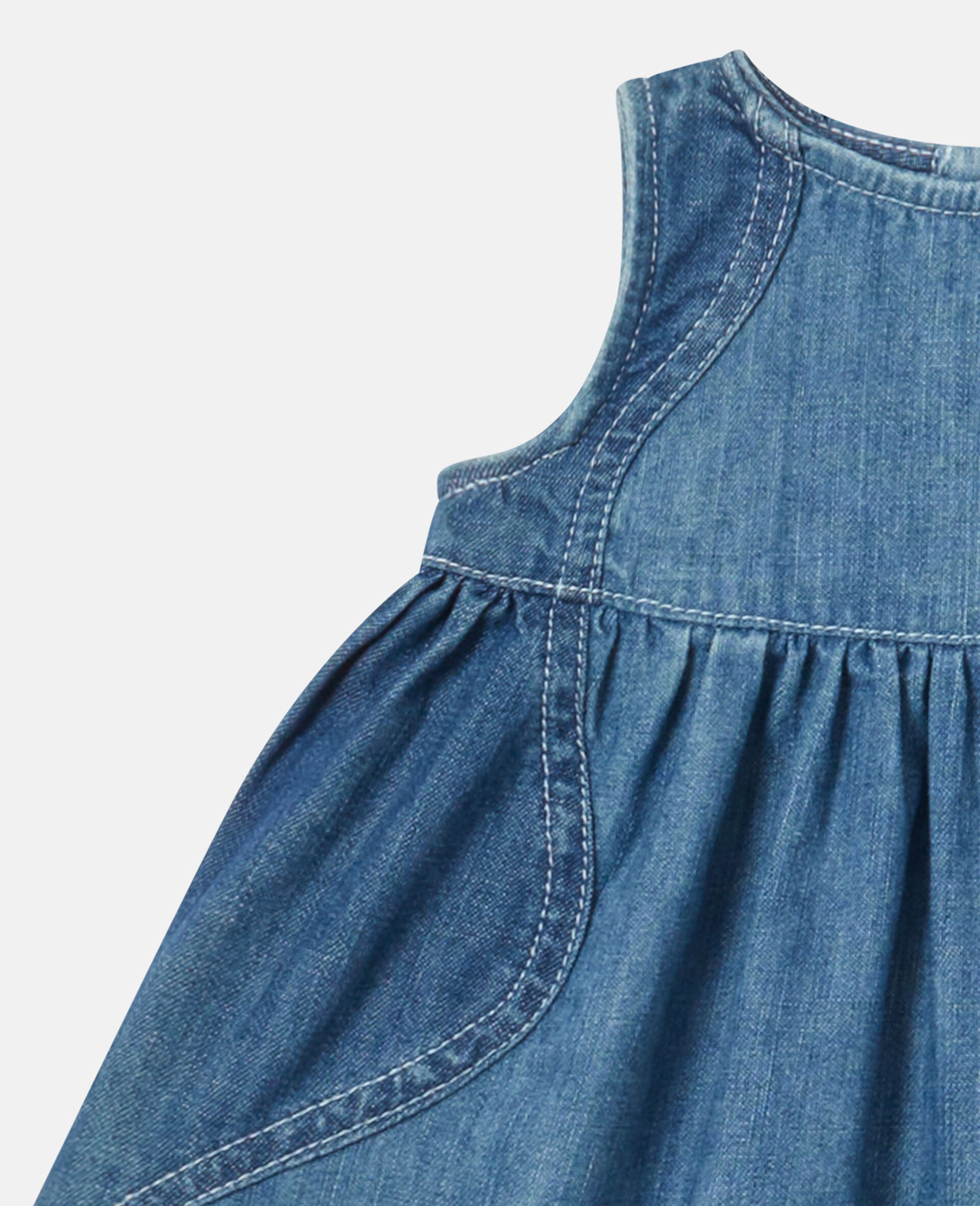 Denim Tiered Dress-Multicolour-medium