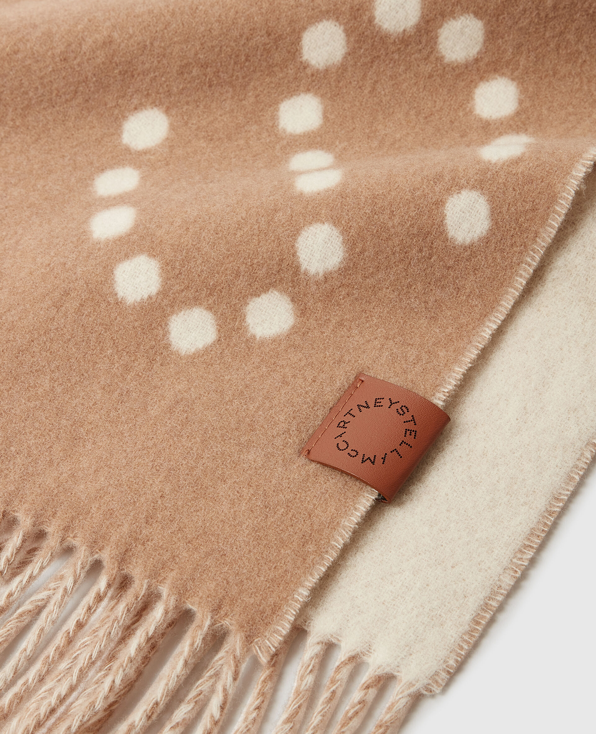 Logo Fringe Scarf-Beige-medium