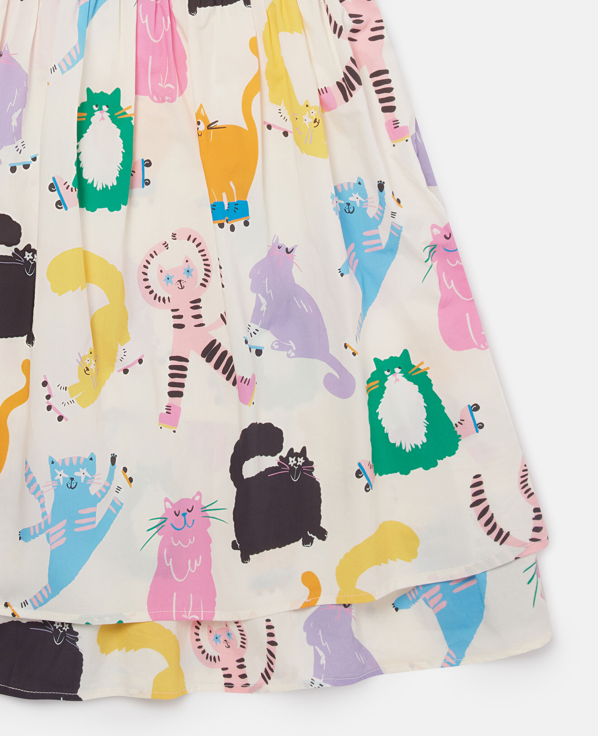 Cats Print Sleeveless Dress-Cream-large image number 3