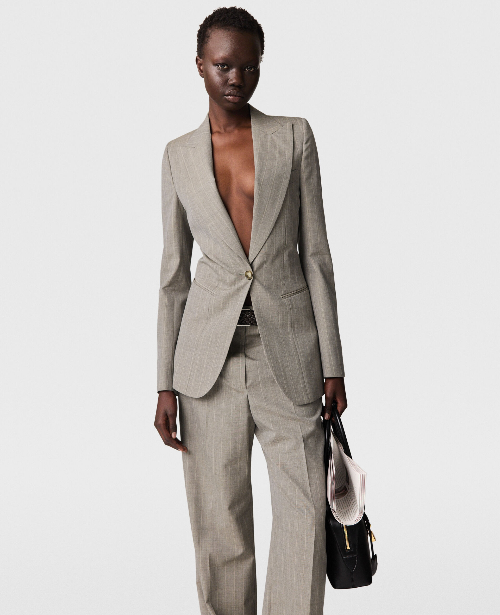 Single-Breasted Pinstripe Blazer-Grey-large Single-Breasted Pinstripe Blazer-Grey-large image number 5