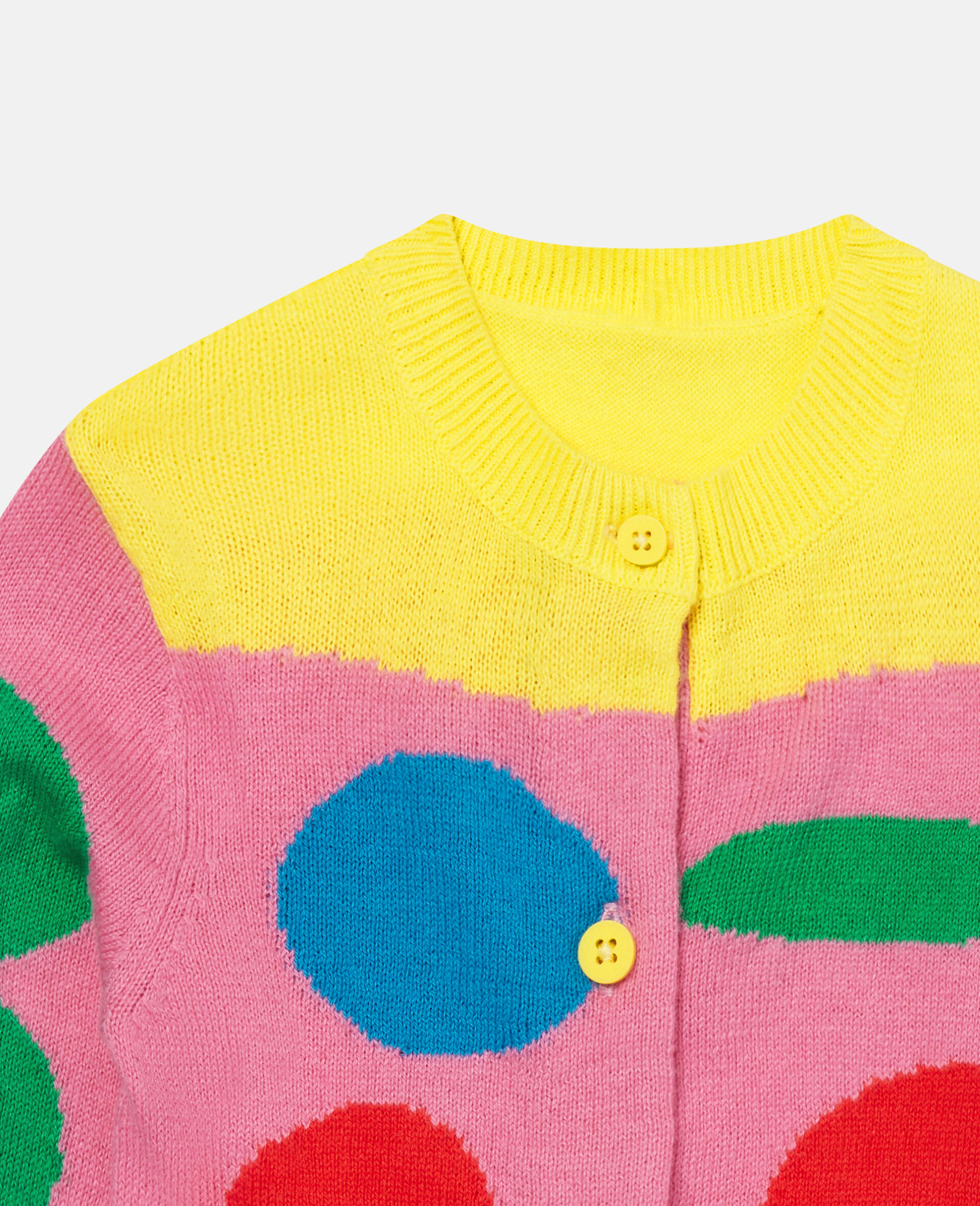 Smiley Face Knit Intarsia Cardigan-Pink-large image number 1