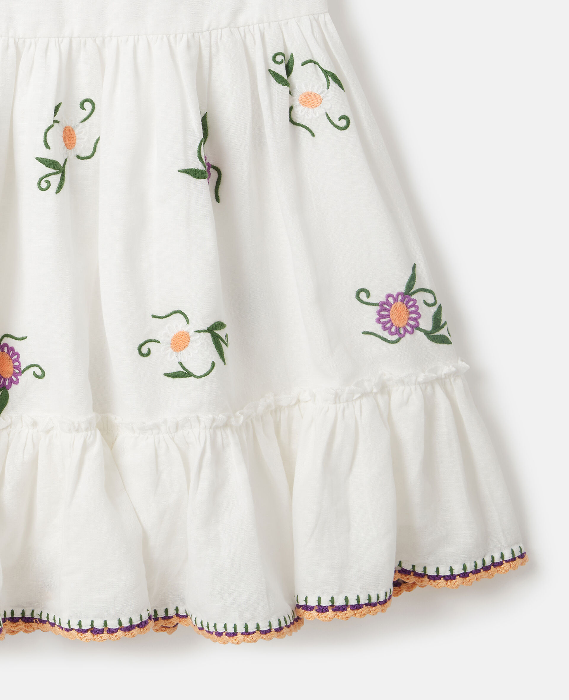 Embroidered Sleeveless Dress-White-large image number 3