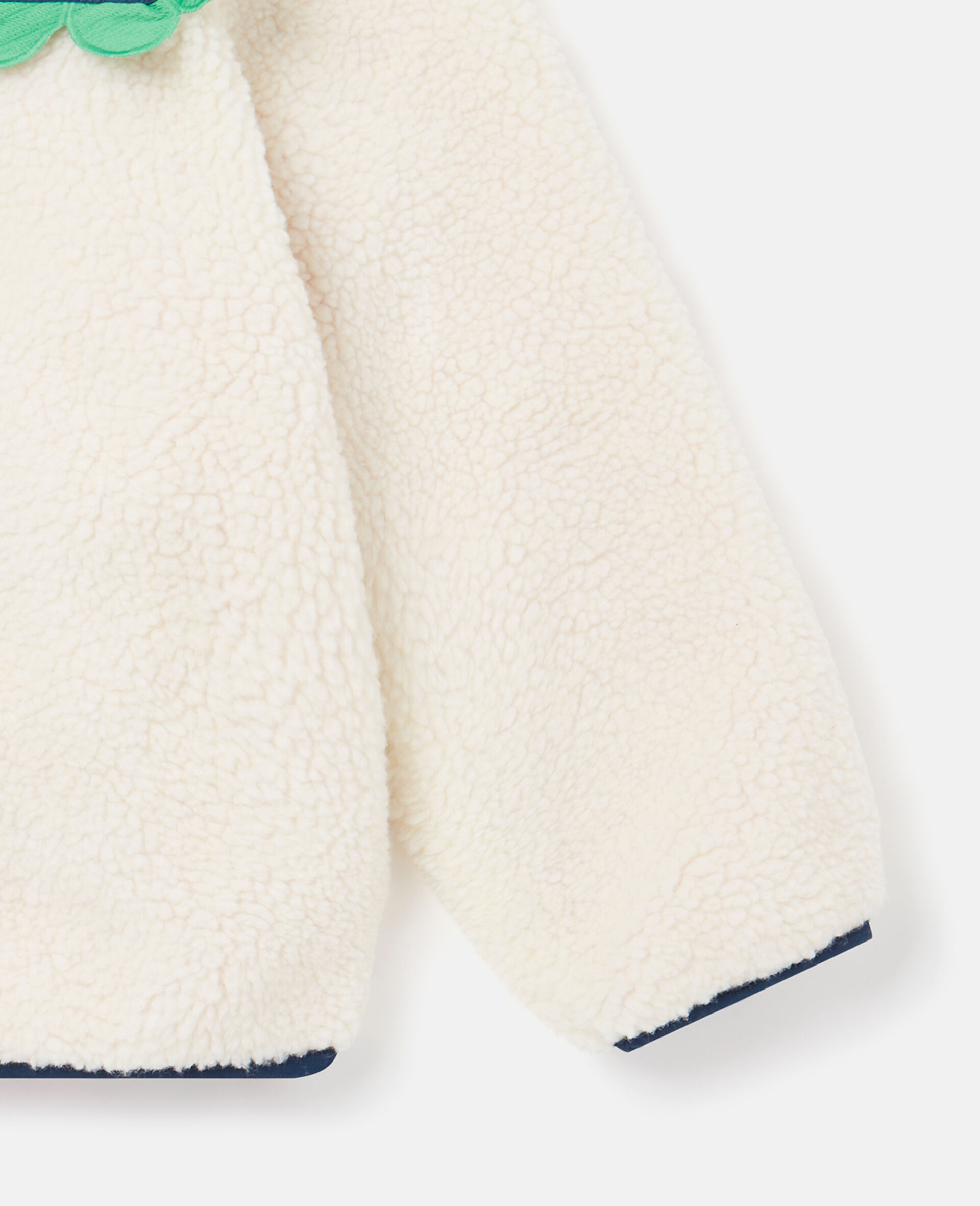 Folk Flower Embroidery Fleece Jacket-Cream-large image number 3