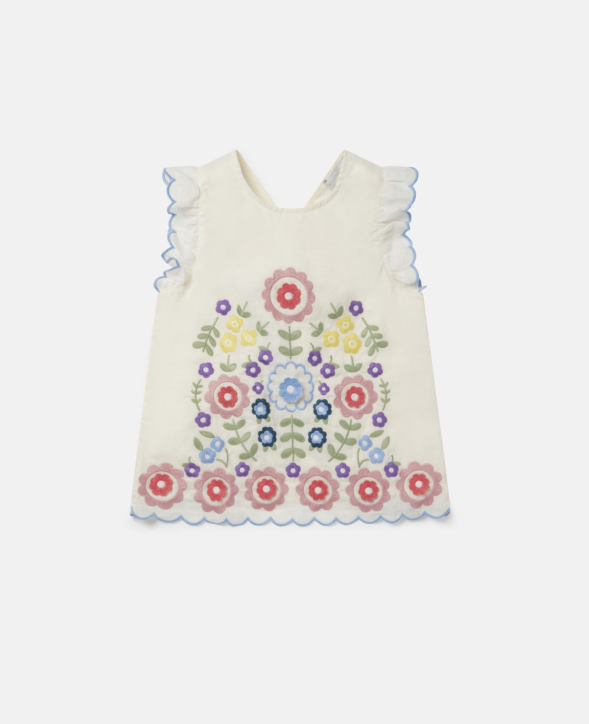 Flower Embroidered Ramie Top-White-large image number 0