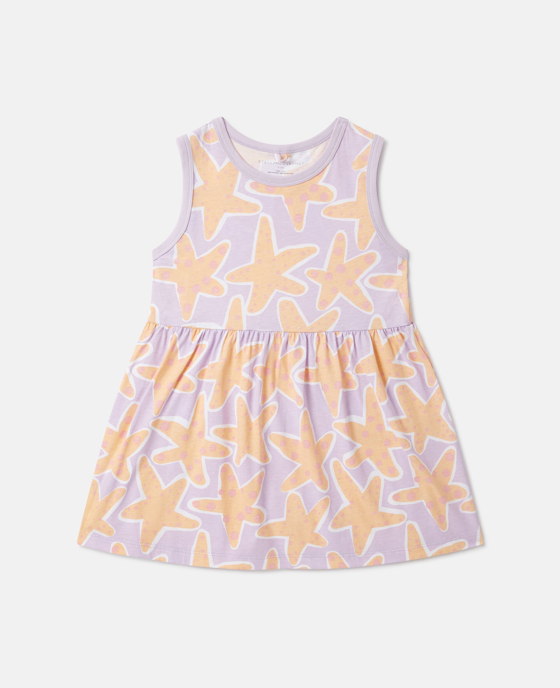 Starfish Print Sleeveless Dress-Purple-large image number 0