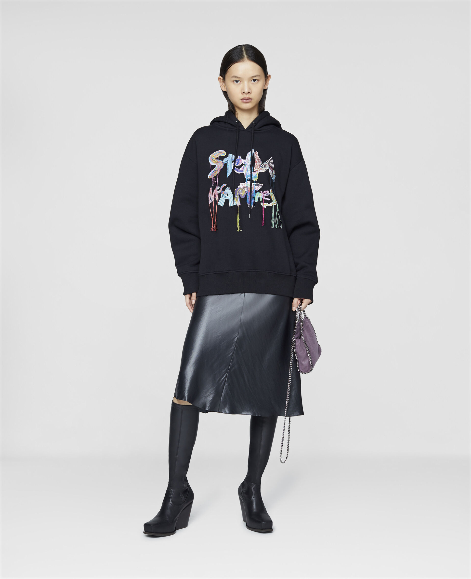 Logo Collage Oversized Hoodie-Black-large image number 1