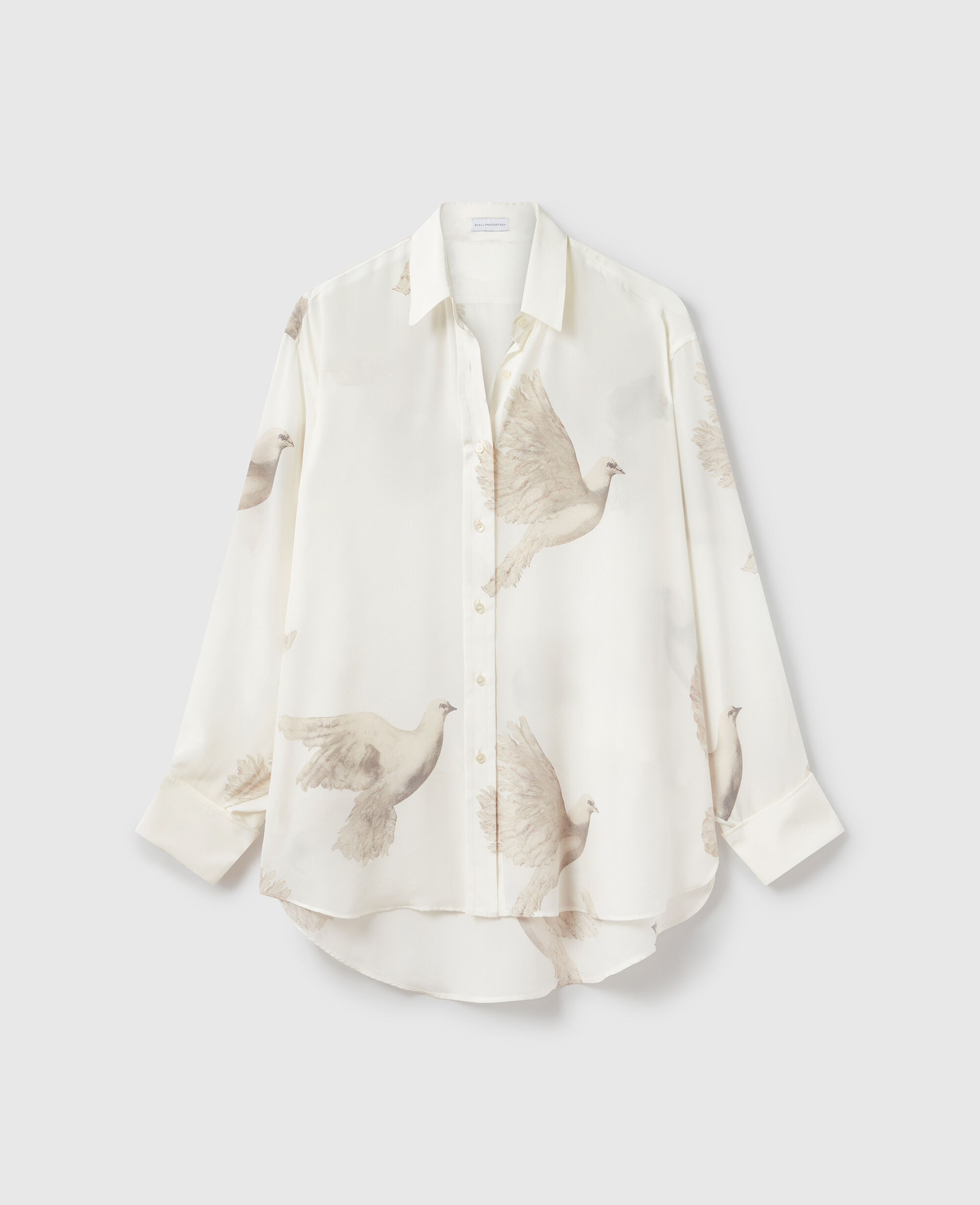 Women Cream Oversized Sheer Dove Print Shirt | Stella