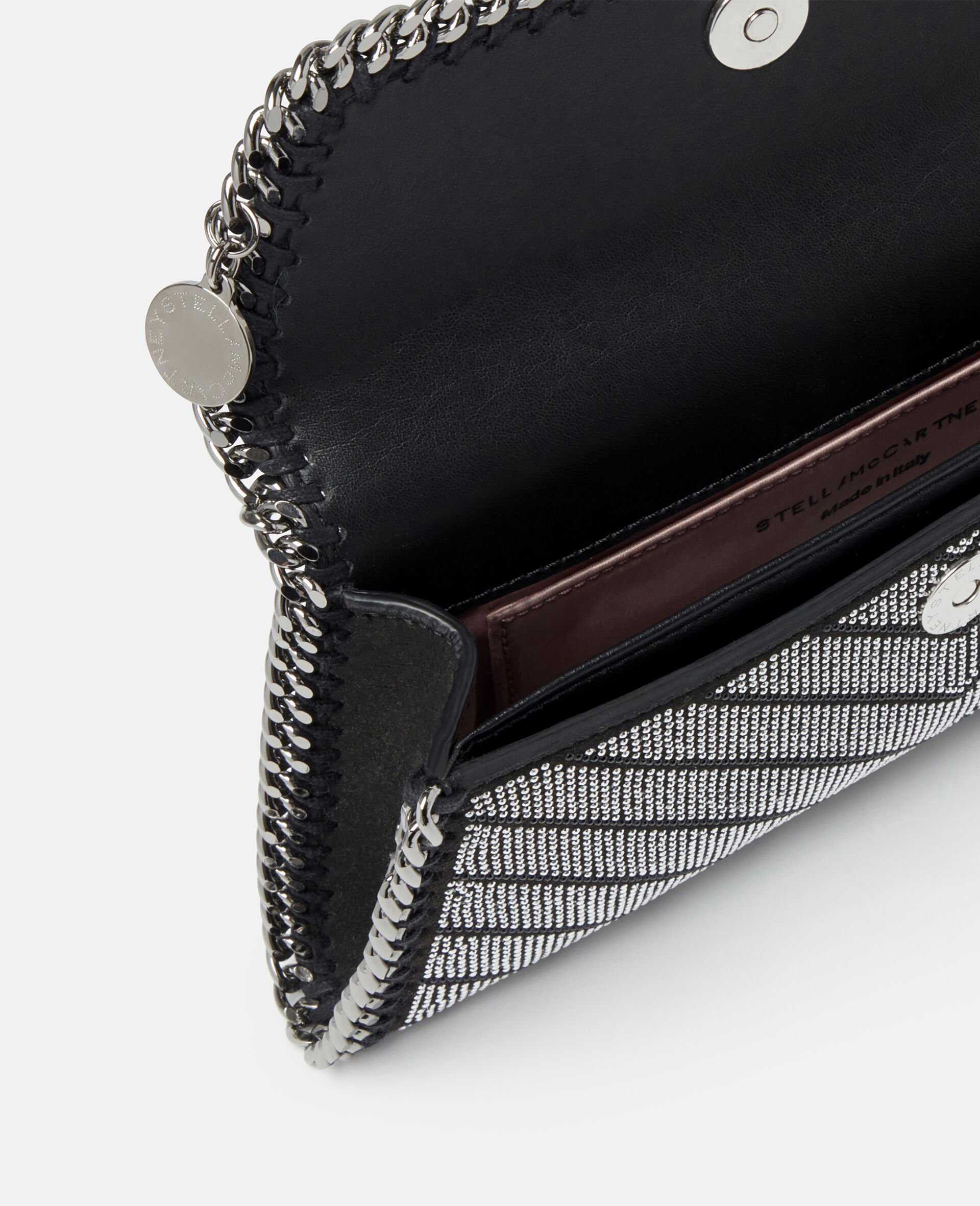 Falabella水晶V形图案手拿包-黑色-large image number 2