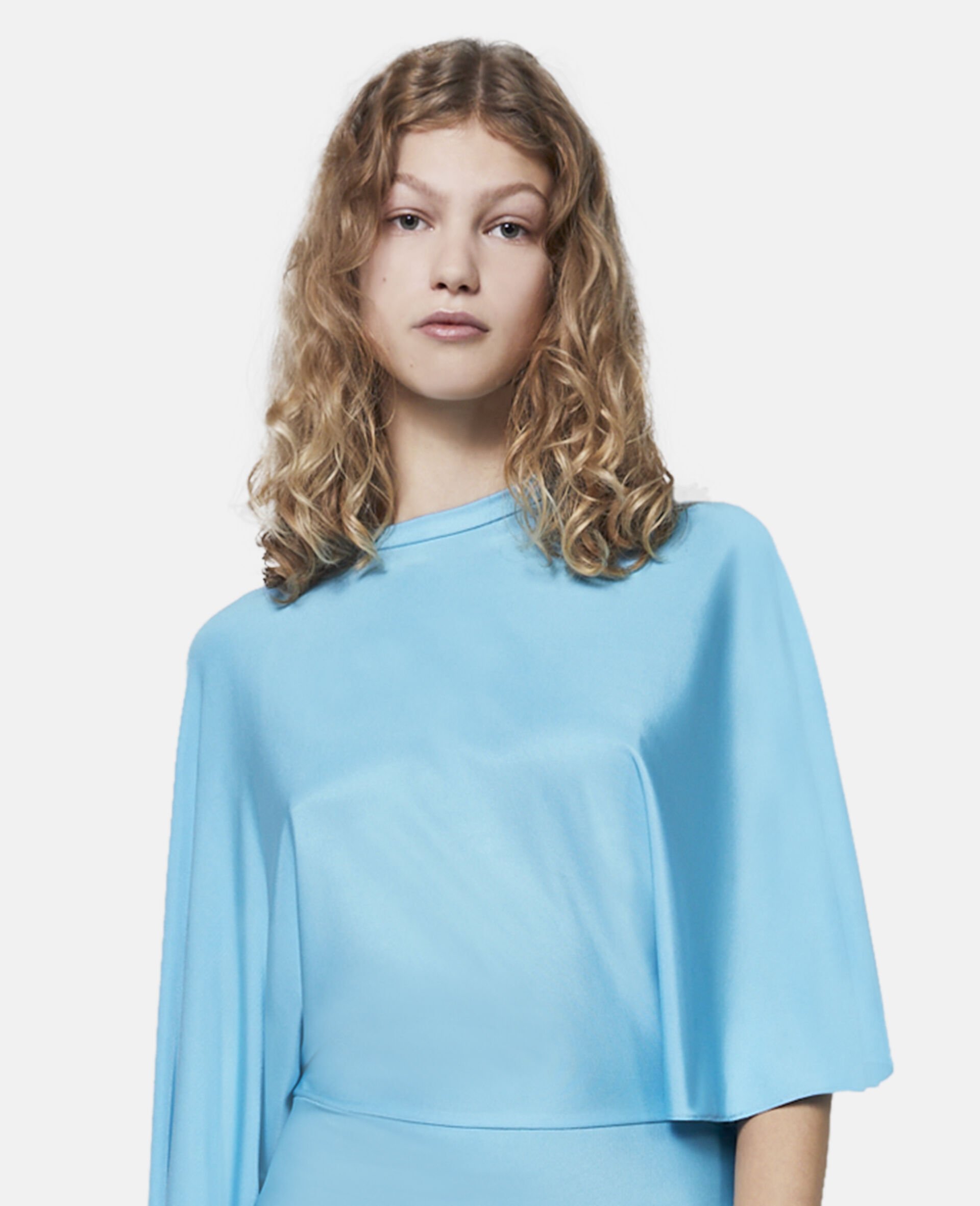 Asymmetric Cape Sleeve Dress-Black-large image number 5