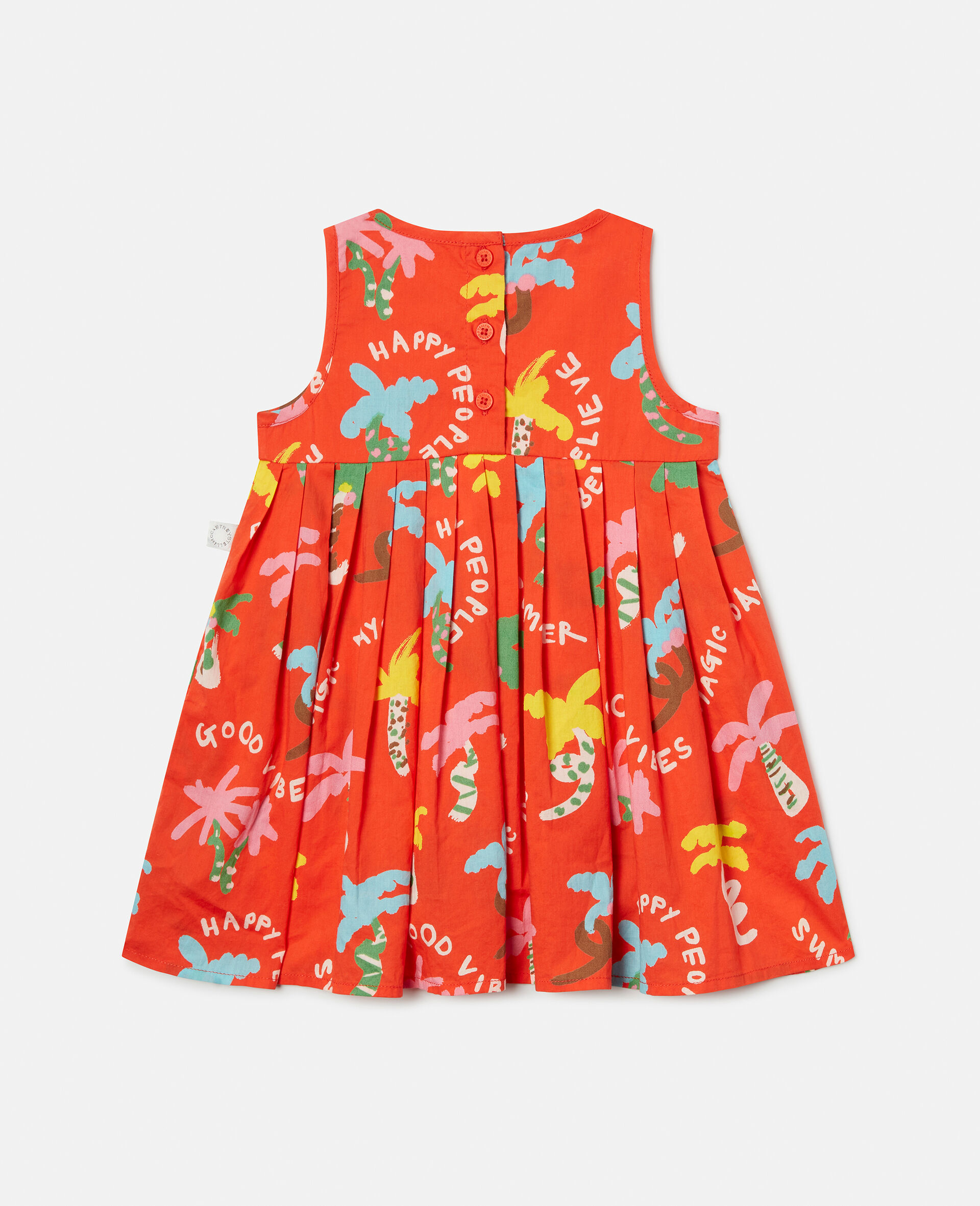 Palm Tree Print Dress and Bloomers Set-Red-large image number 2