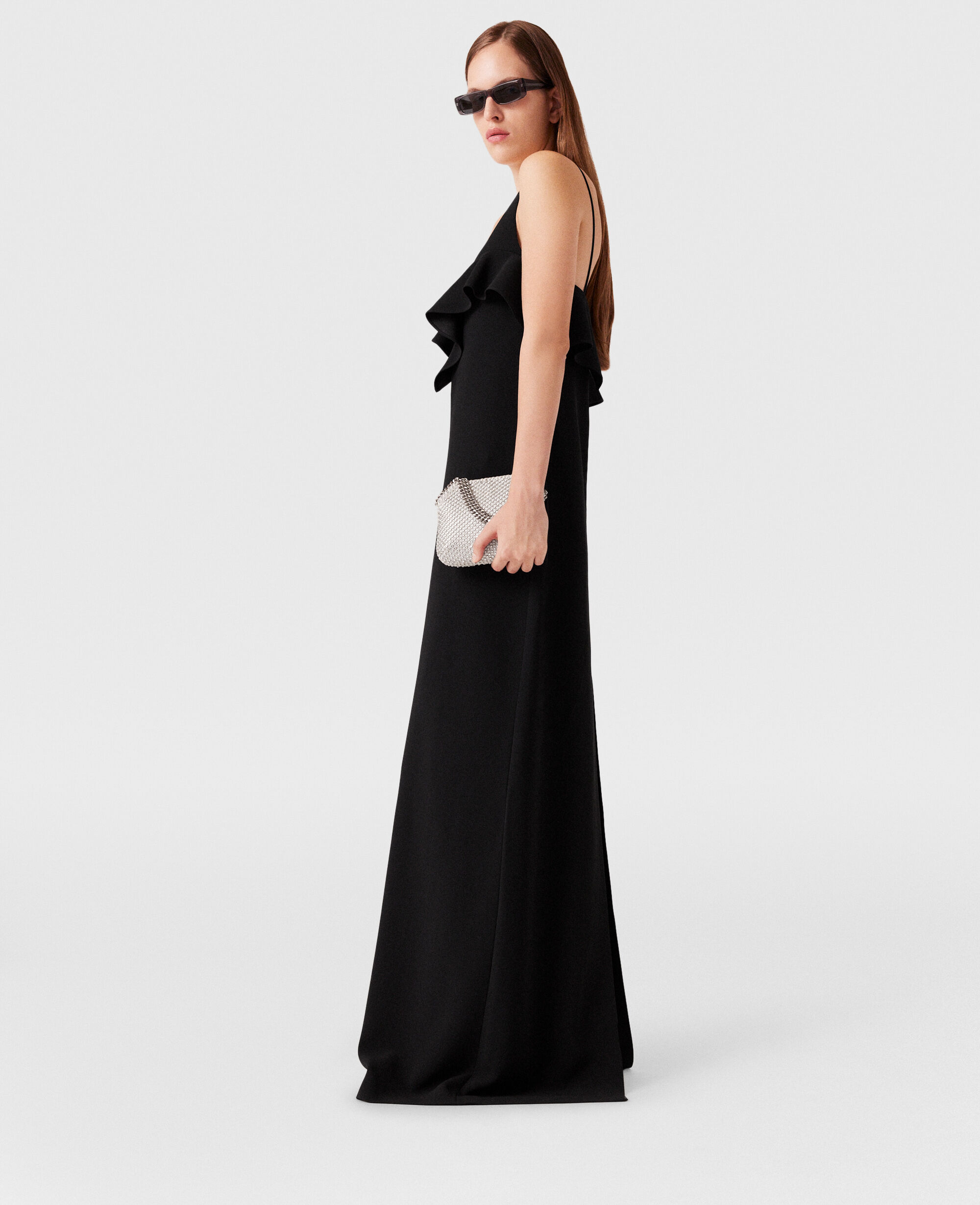 Women ブラック ラッフル ティア Vネック ドレス | Stella McCartney JP